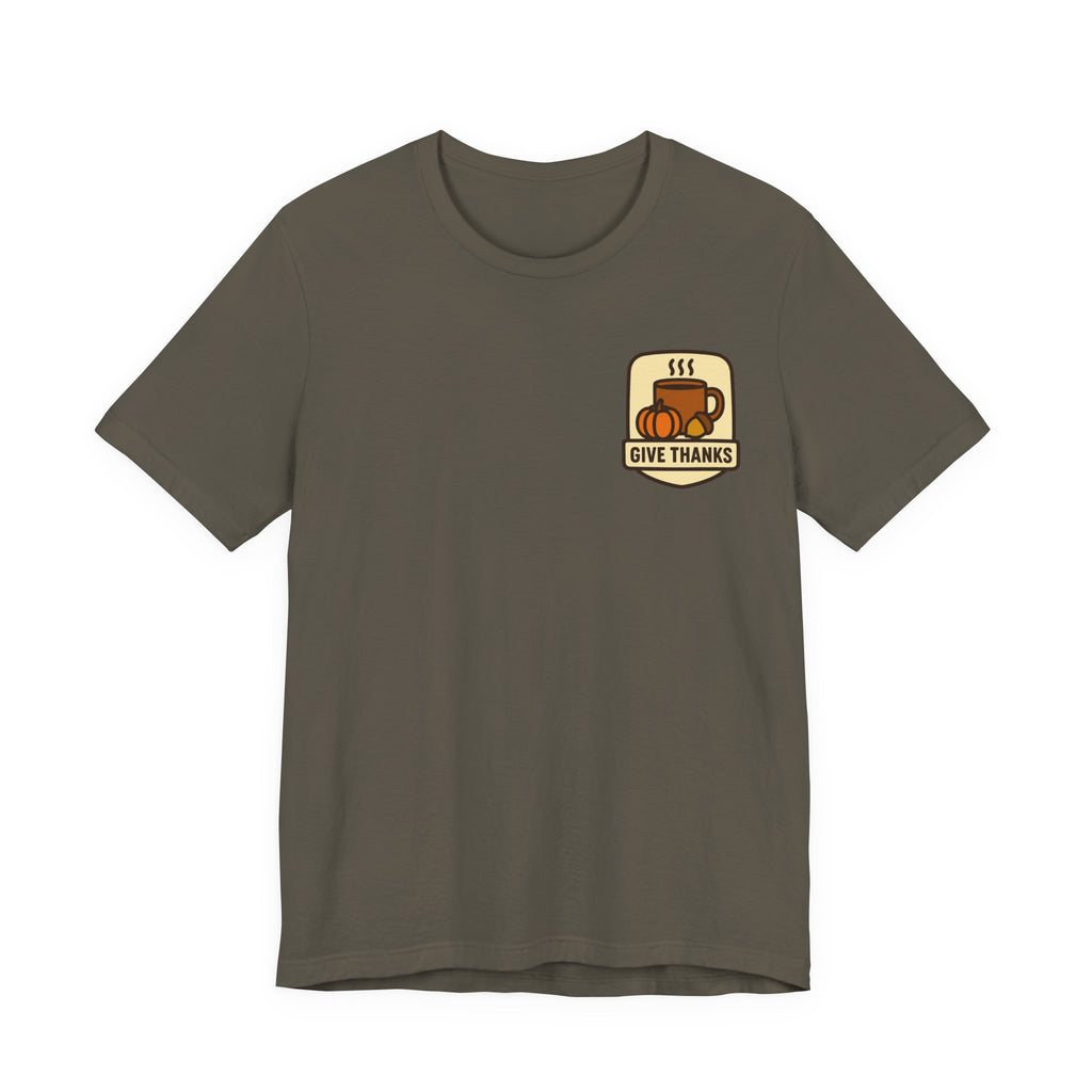 Thanksgiving Tee | Small Chest Print, Give Thanks Badge
