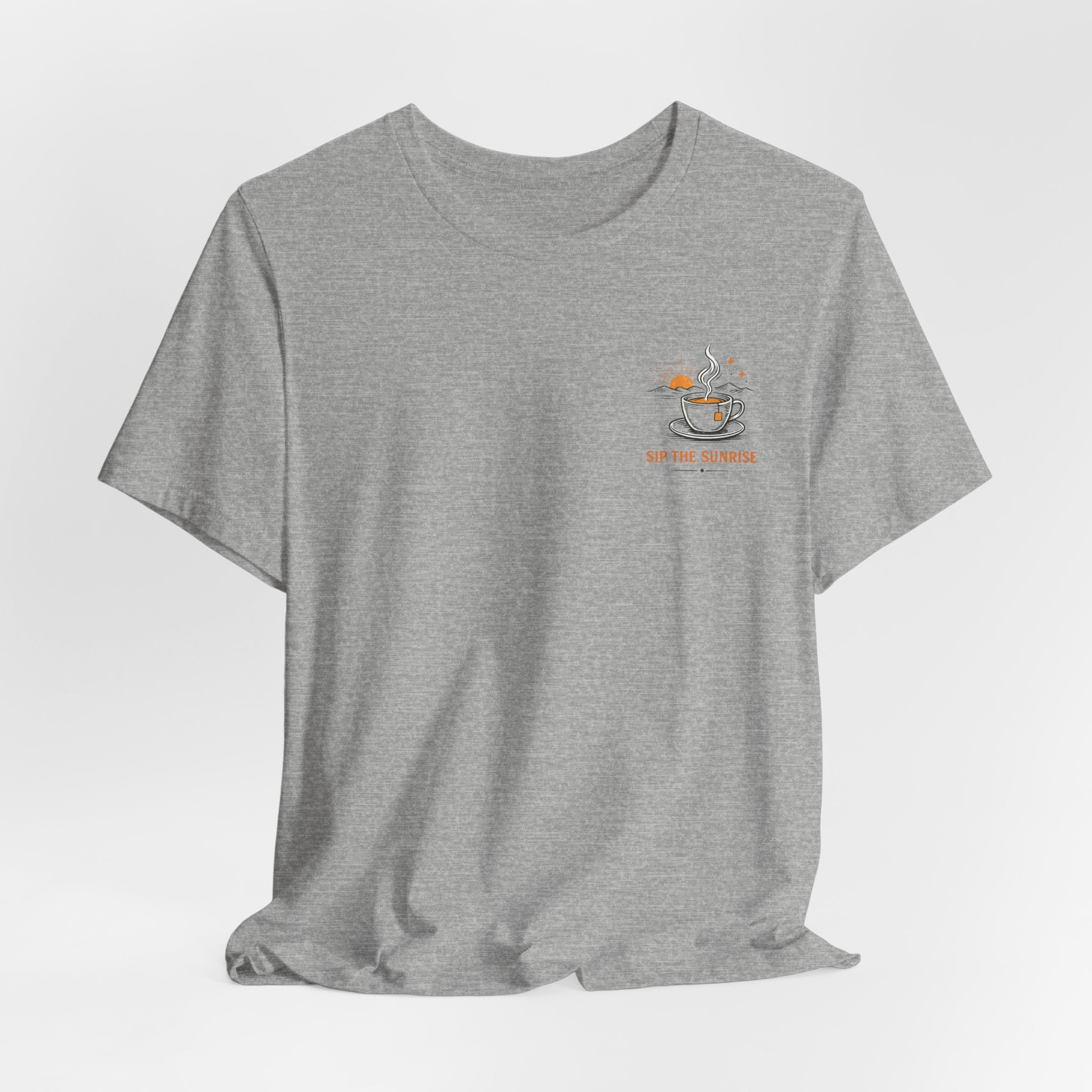 Coffee Sunrise Tee – 'Sip the Sunrise' Minimal Chest Graphic T-Shirt