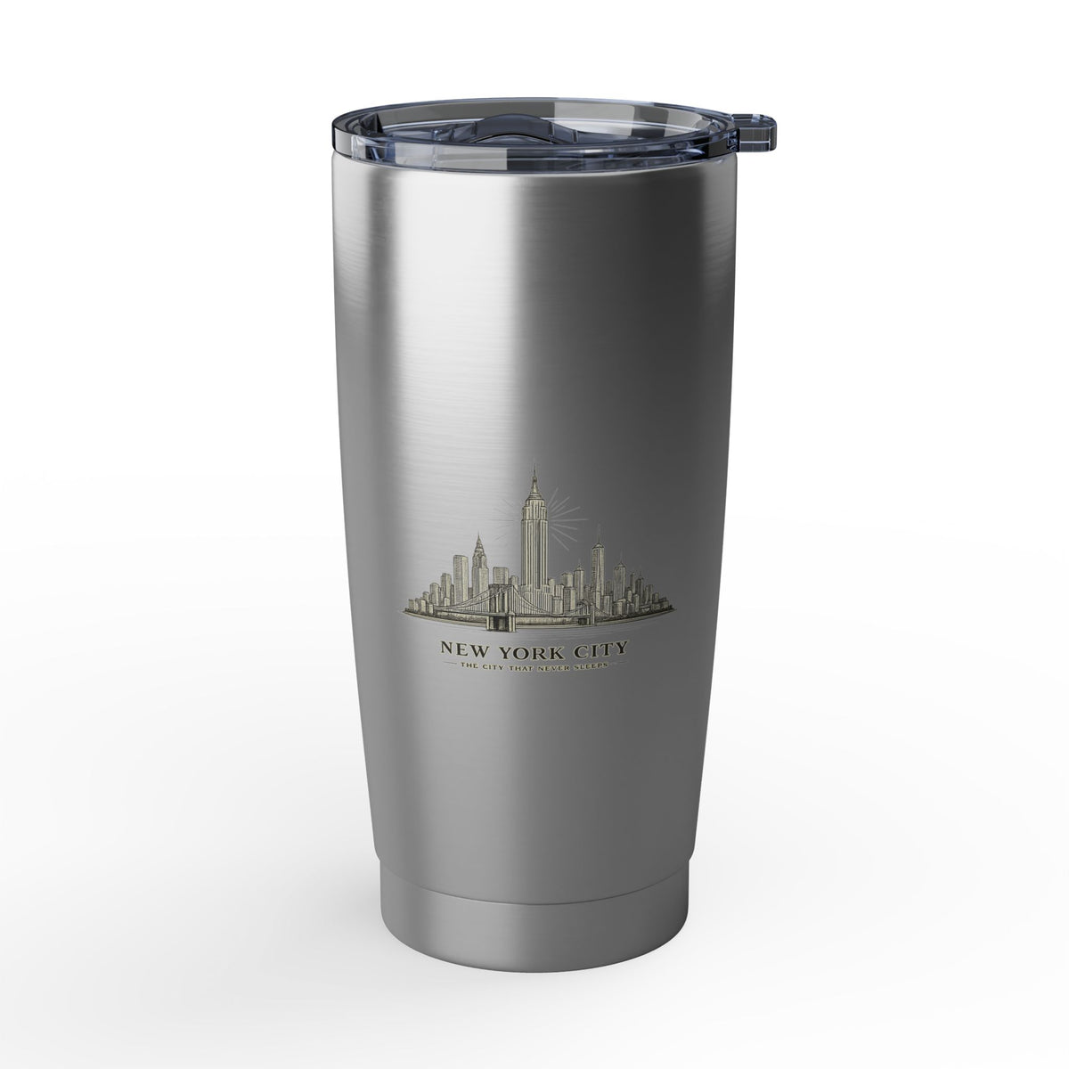 New York City Skyline Stainless Steel Tumbler 20oz, Insulated Travel Mug, Outdoor Coffee Gift