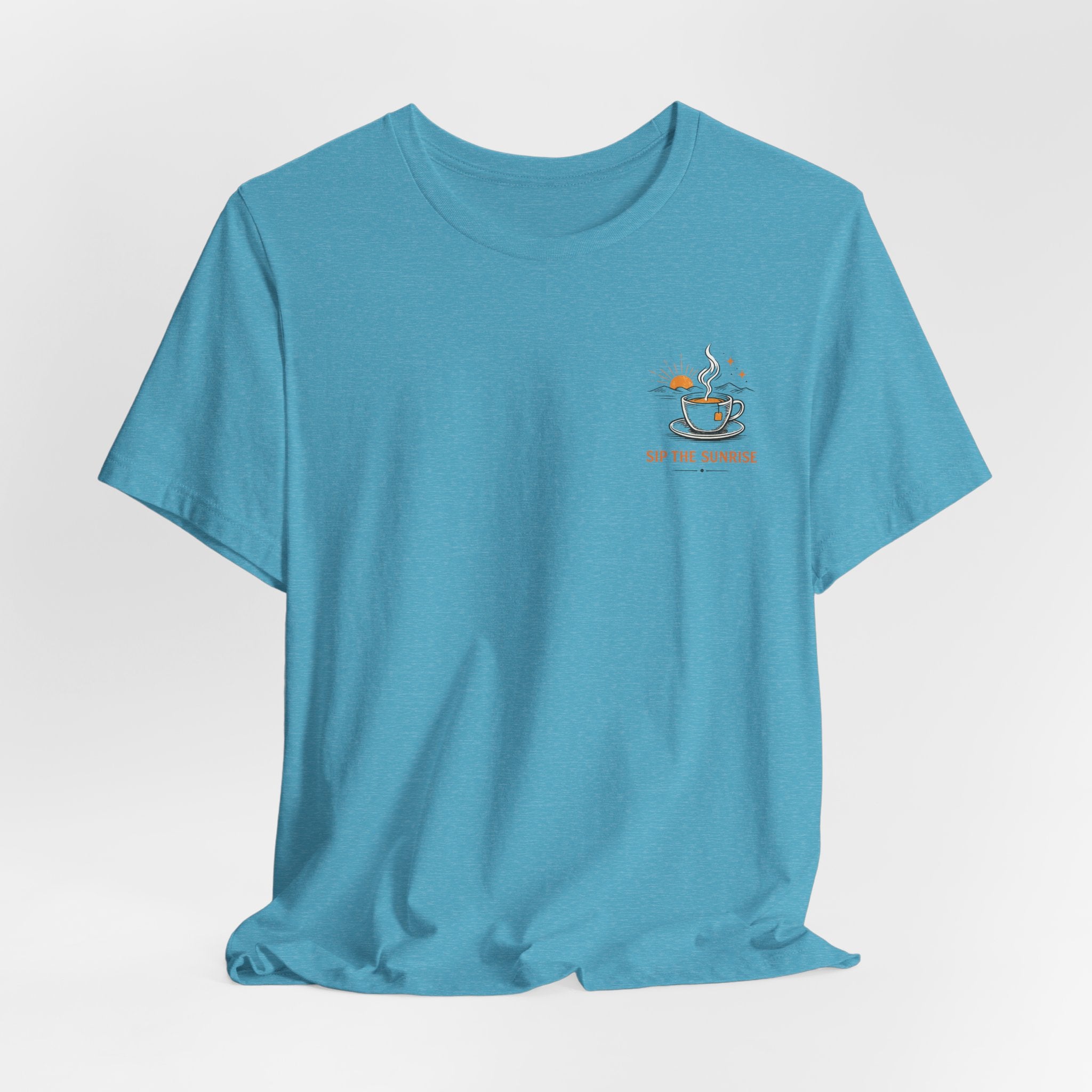 Coffee Sunrise Tee – 'Sip the Sunrise' Minimal Chest Graphic T-Shirt