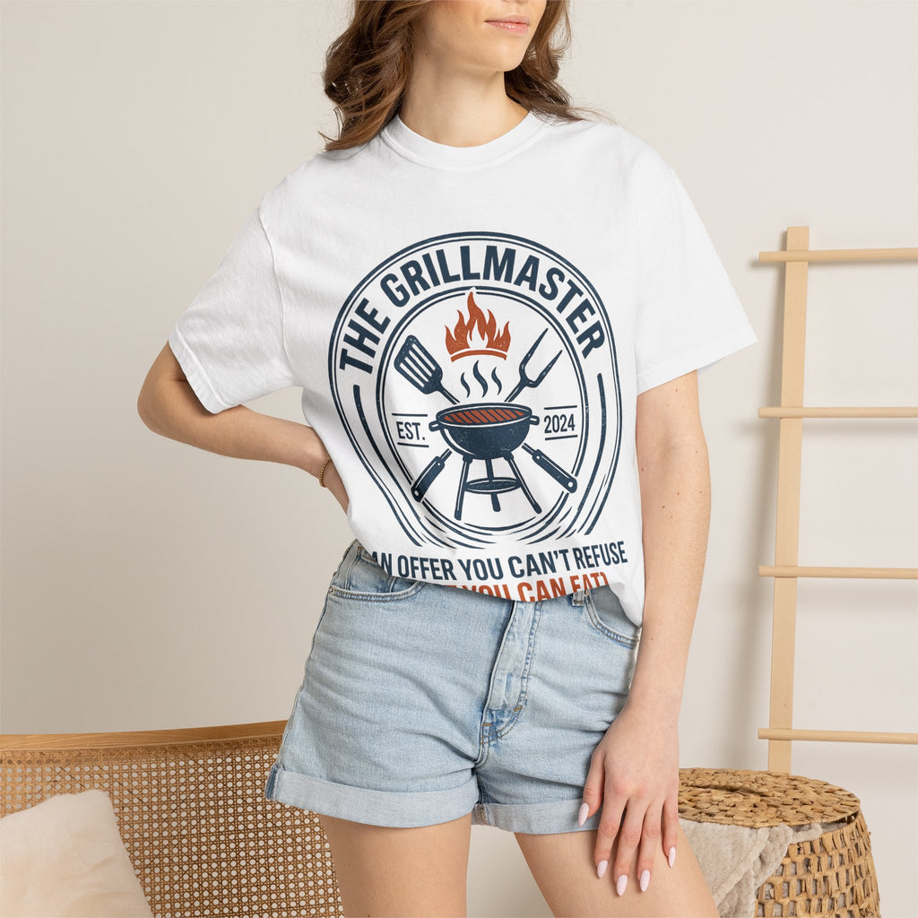 The Grillmaster T-shirt | BBQ Grill Logo, "An Offer You Can't Refuse (But You Can Eat)"