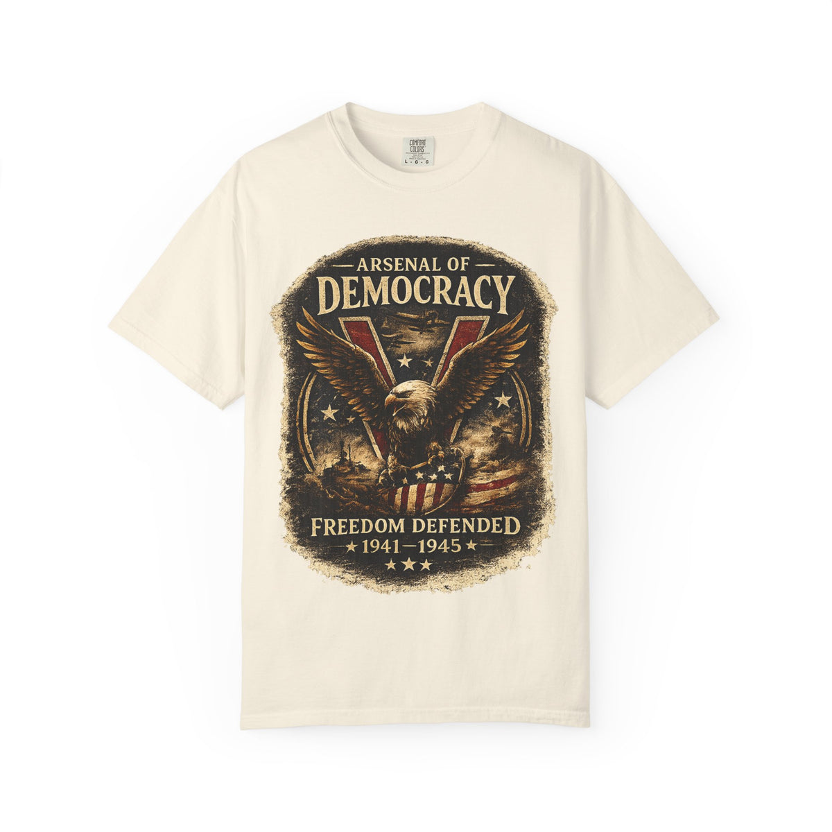 Arsenal of Democracy Shirt, WWII Patriotic Tee, Vintage Eagle Graphic T-Shirt, Freedom Defended 1941 1945 Shirt, American Pride Tee