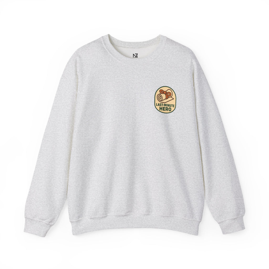 Last-Minute Gift Sweatshirt | Minimal Chest Print, Vintage Receipt Badge