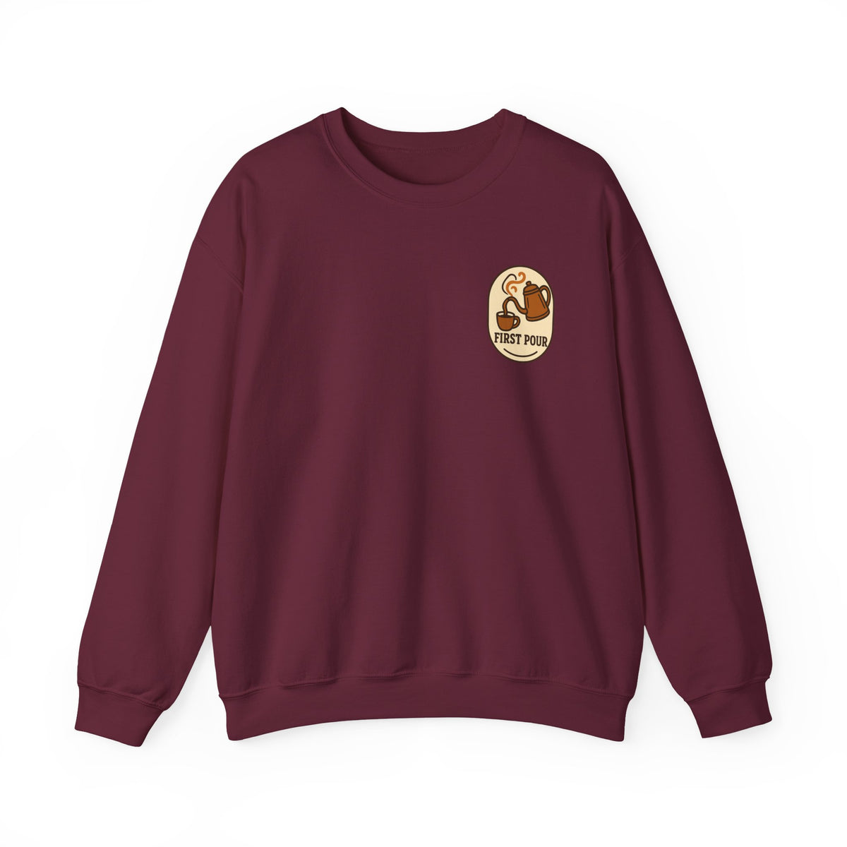 Pour Over Coffee Sweatshirt | Small Chest Emblem, Home-Brewing Gift