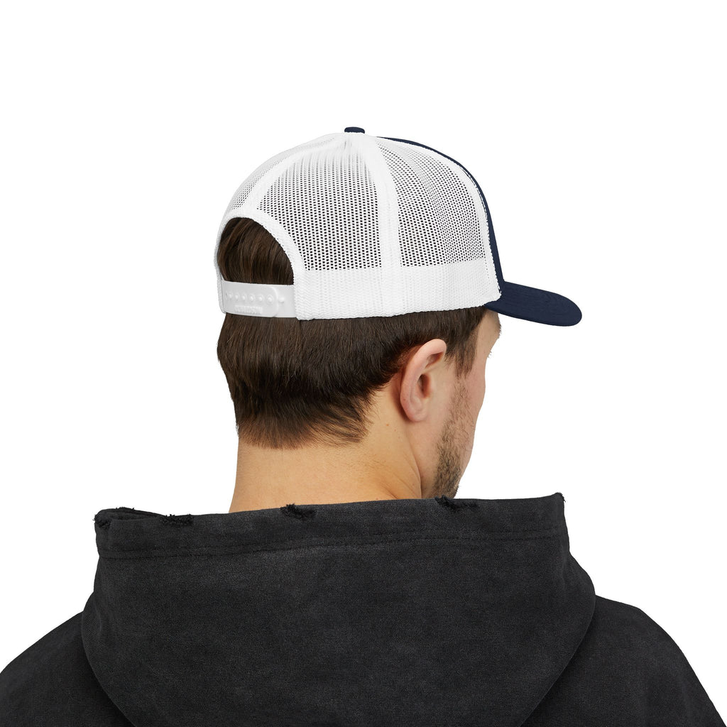 Trails Ahead Trucker Hat, Vintage Line Art Outdoor Cap, Mesh Back Snapback, Hiking Camping Gift