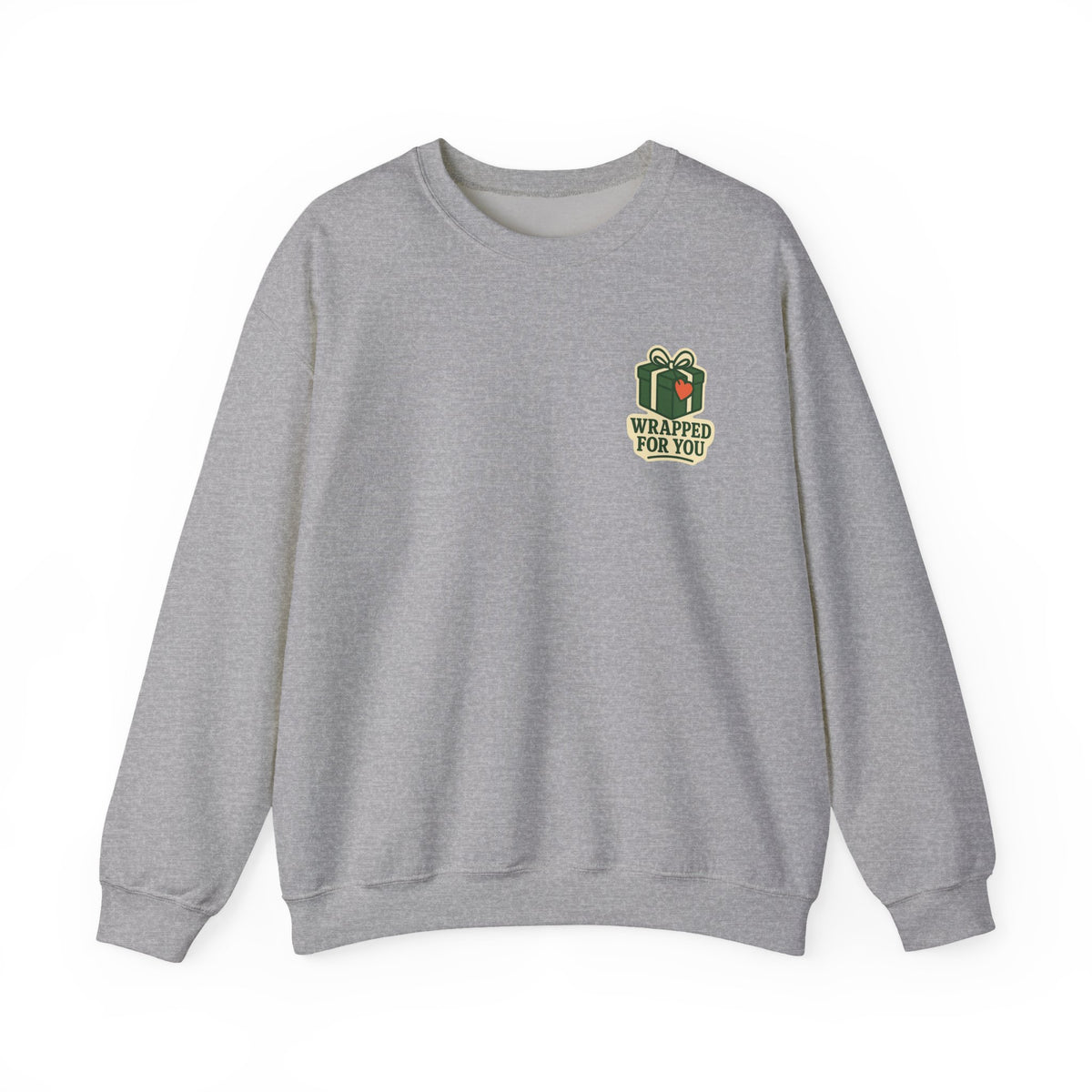 Holiday Gift Sweatshirt | Wrapped For You Badge, Small Left-Chest Print