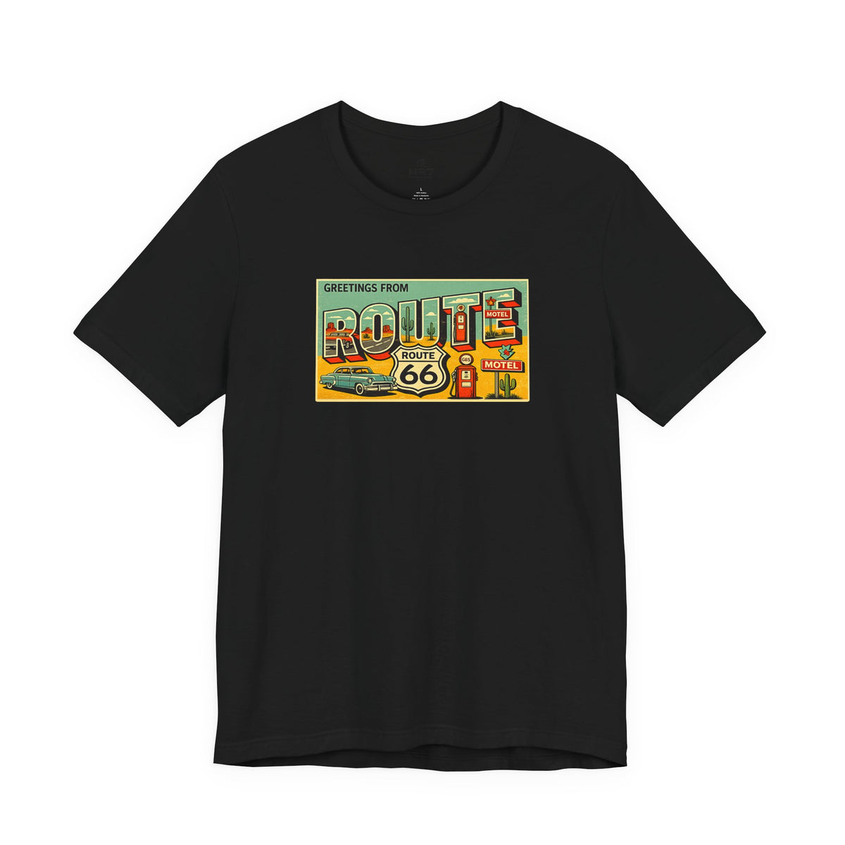 Route 66 Postcard design T-Shirt | Vintage Road Trip tee