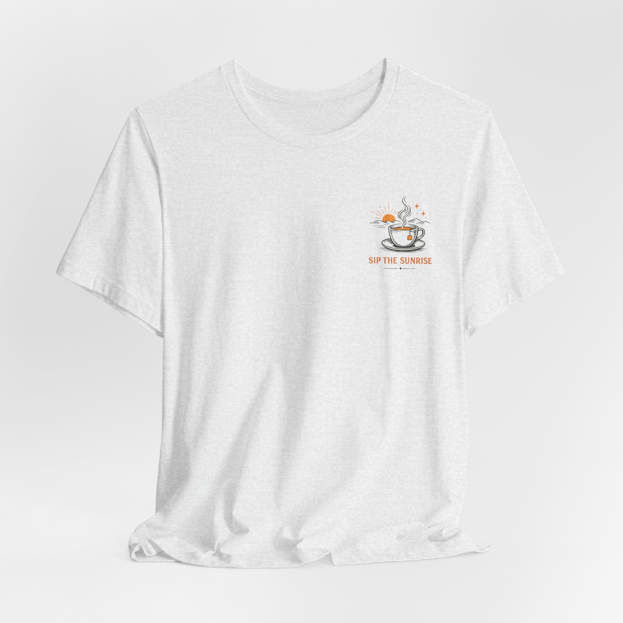 Coffee Sunrise Tee – 'Sip the Sunrise' Minimal Chest Graphic T-Shirt