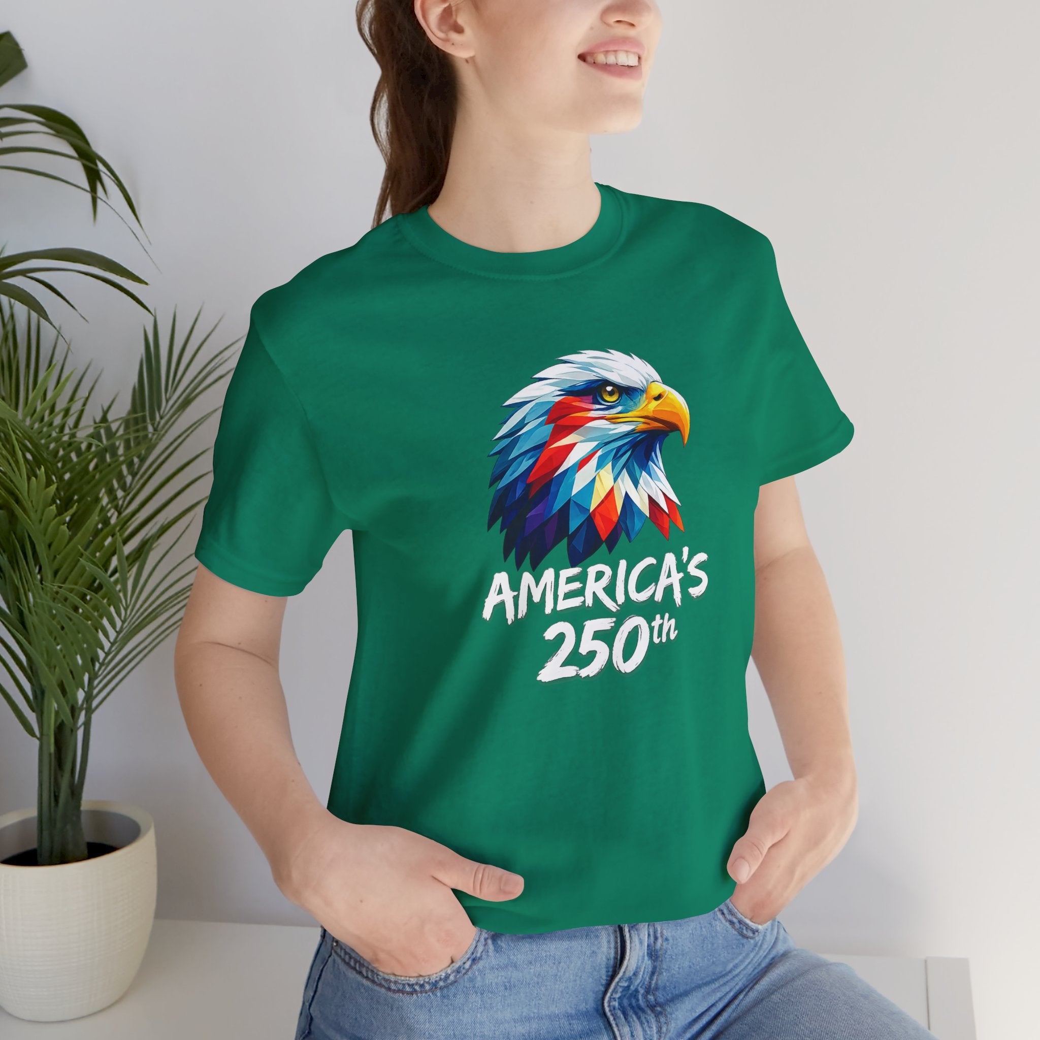 Colorful Geometric Eagle America's 250th T-Shirt | Patriotic Anniversary Tee