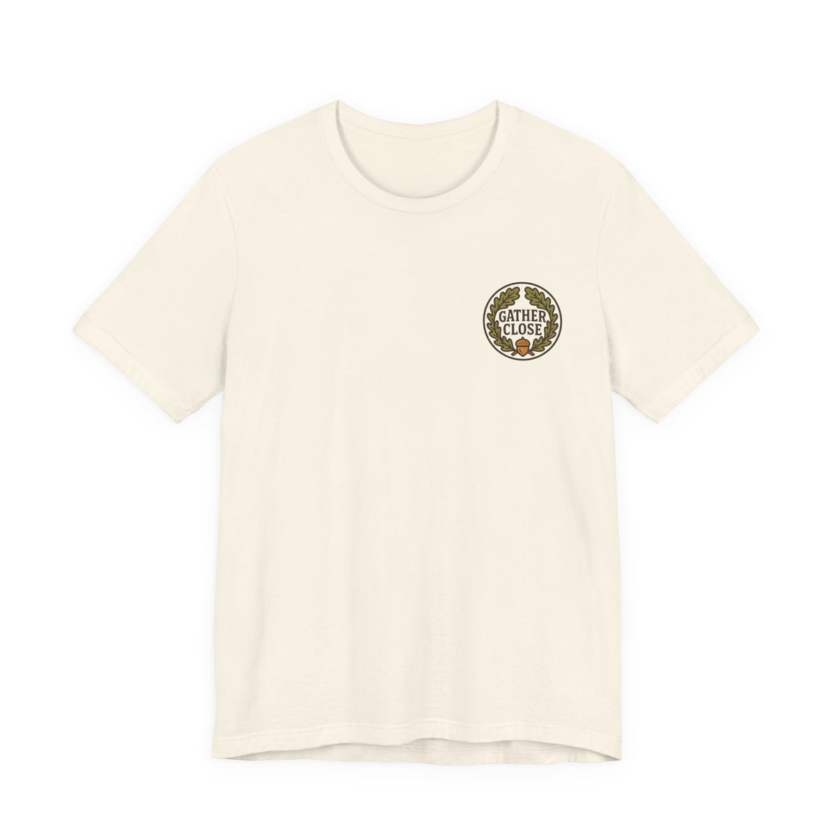 Thanksgiving Wreath Tee | Gather Close Emblem, Minimal Chest Print