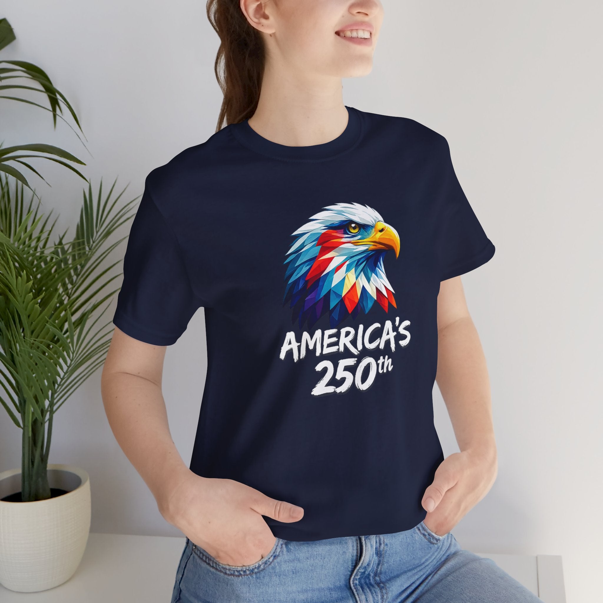Colorful Geometric Eagle America's 250th T-Shirt | Patriotic Anniversary Tee