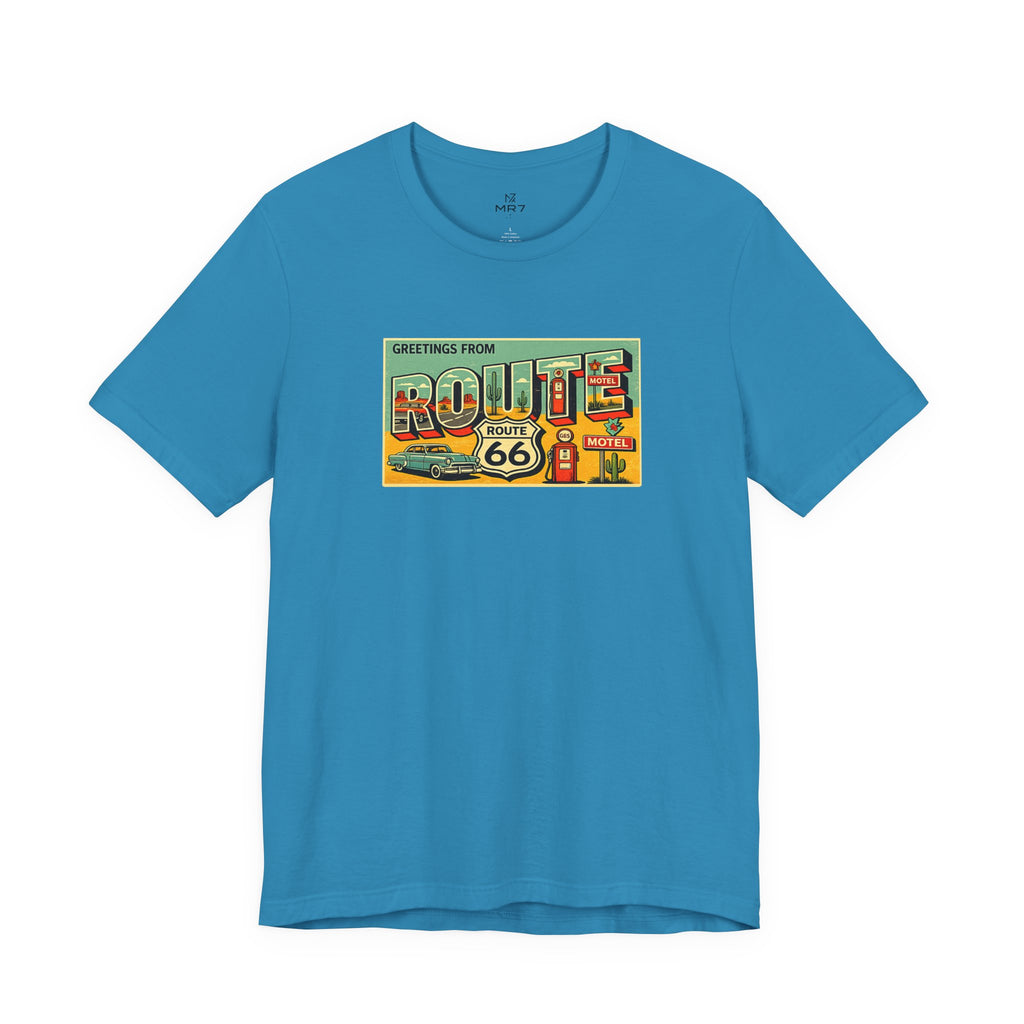 Route 66 Postcard design T-Shirt | Vintage Road Trip tee