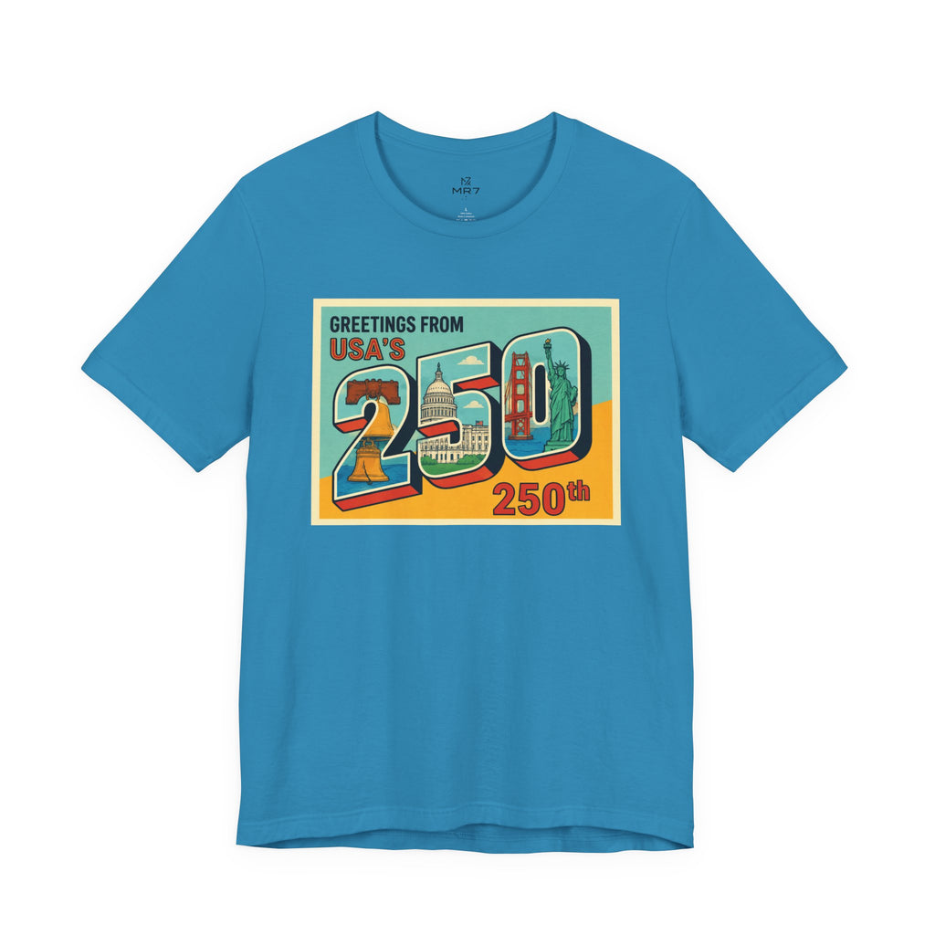 Greetings From USA 250th Vintage Postcard T-Shirt | 250th Anniversary Tee