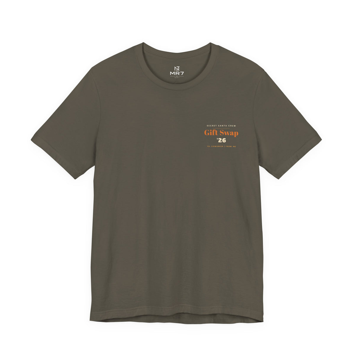 Secret Santa Tee | Office Gift Exchange, Small Left-Chest Print