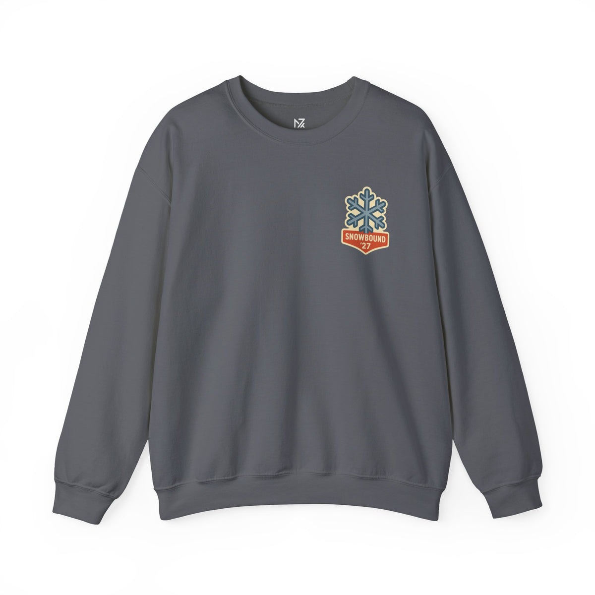 Matching Ski Trip Sweatshirt | Snowbound '27 Badge, Small Left-Chest Print