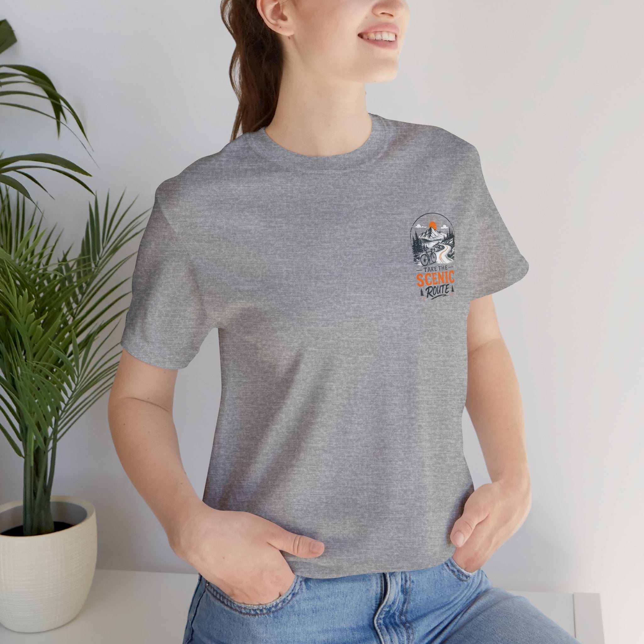 Scenic Route Graphic Tee — Vintage Road Trip Pocket Design
