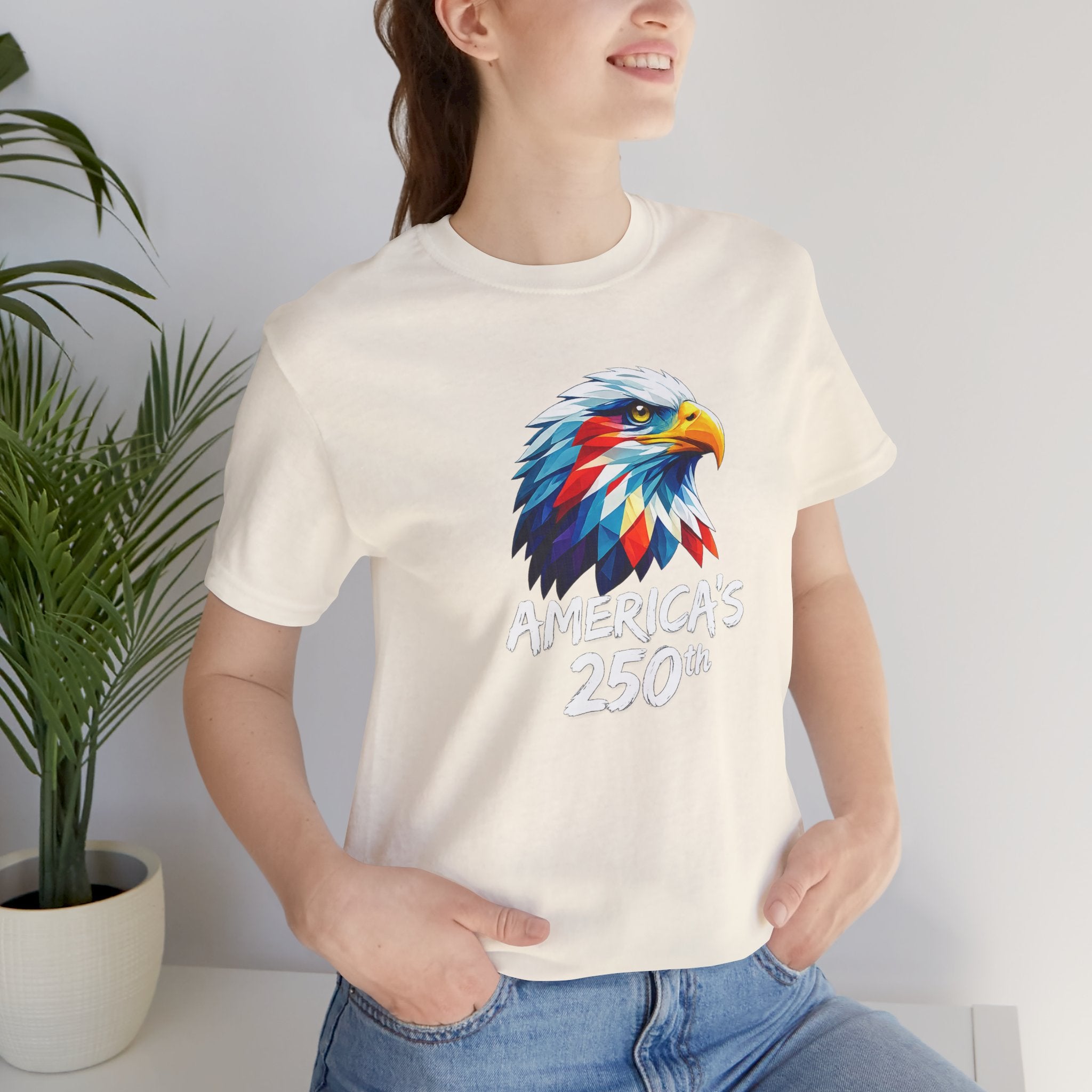 Colorful Geometric Eagle America's 250th T-Shirt | Patriotic Anniversary Tee