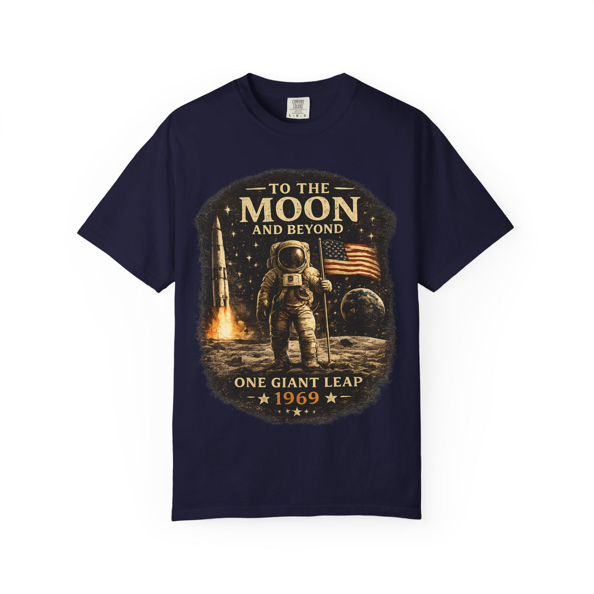 To The Moon and Beyond astronaut graphic T-shirt | One Giant Leap 1969
