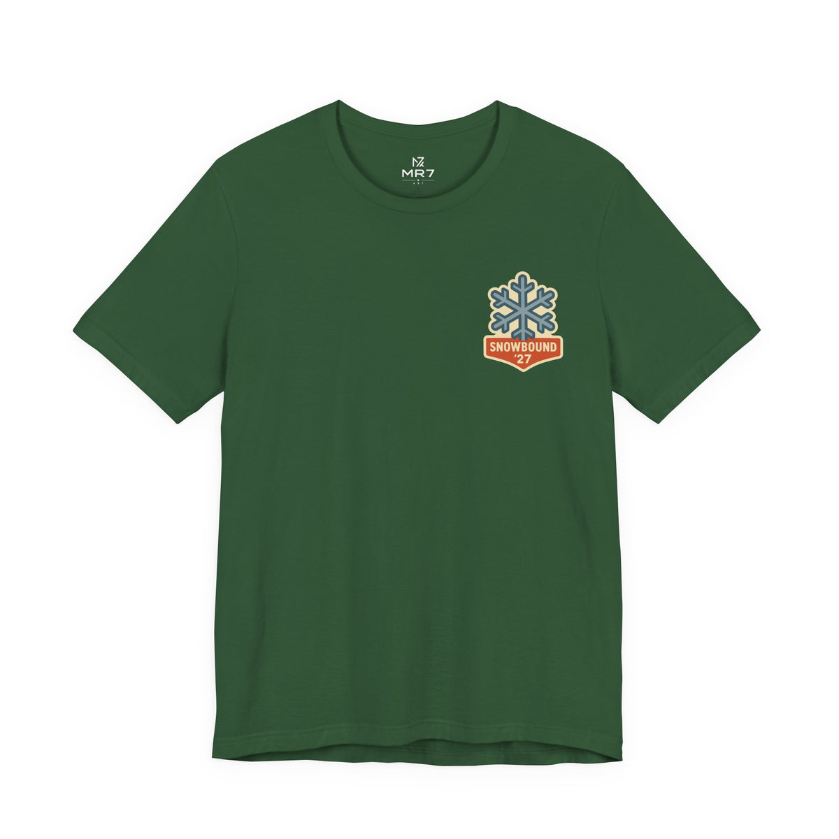 Matching Ski Trip Tee | Snowbound '27 Badge, Small Left-Chest Print