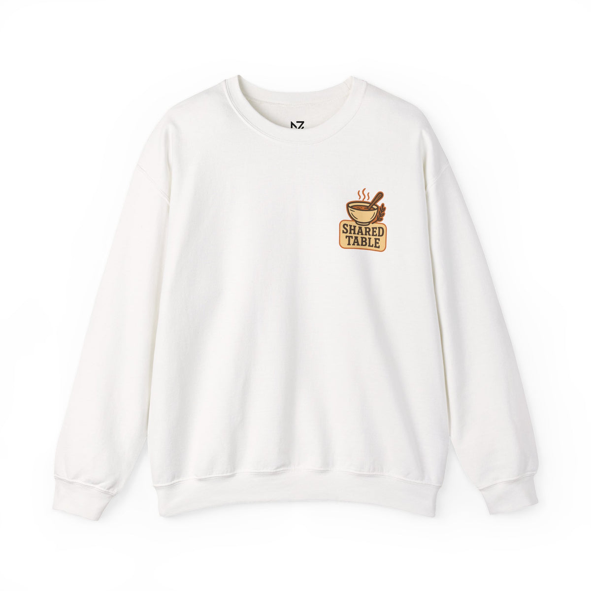 Friendsgiving Sweatshirt | Shared Table Emblem, Small Chest Print