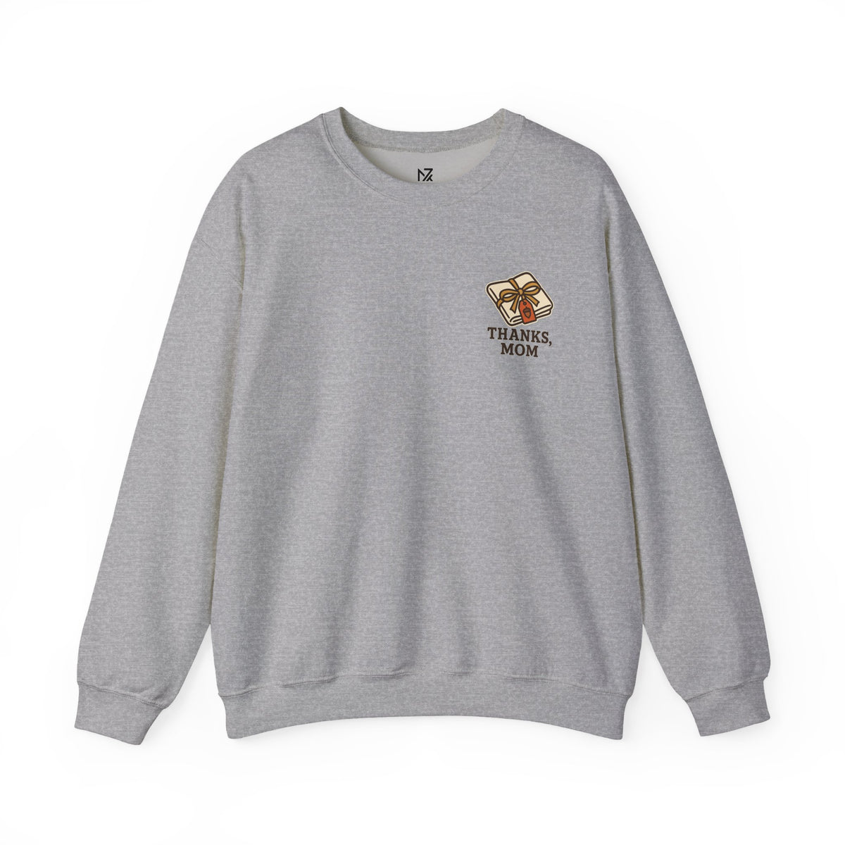 Thanks Mom Thanksgiving Sweatshirt | Friendsgiving Gift, Small Left-Chest Emblem