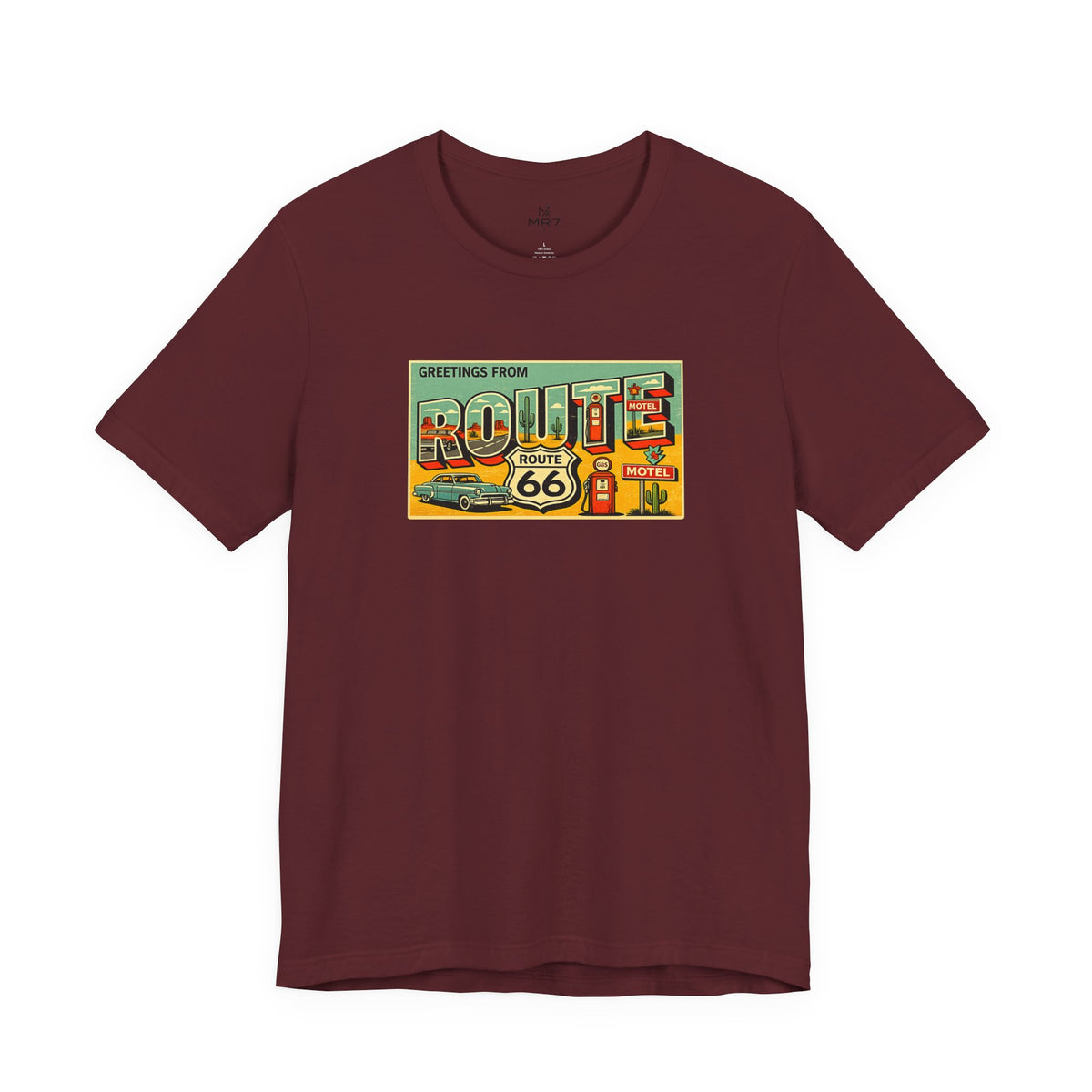 Route 66 Postcard design T-Shirt | Vintage Road Trip tee