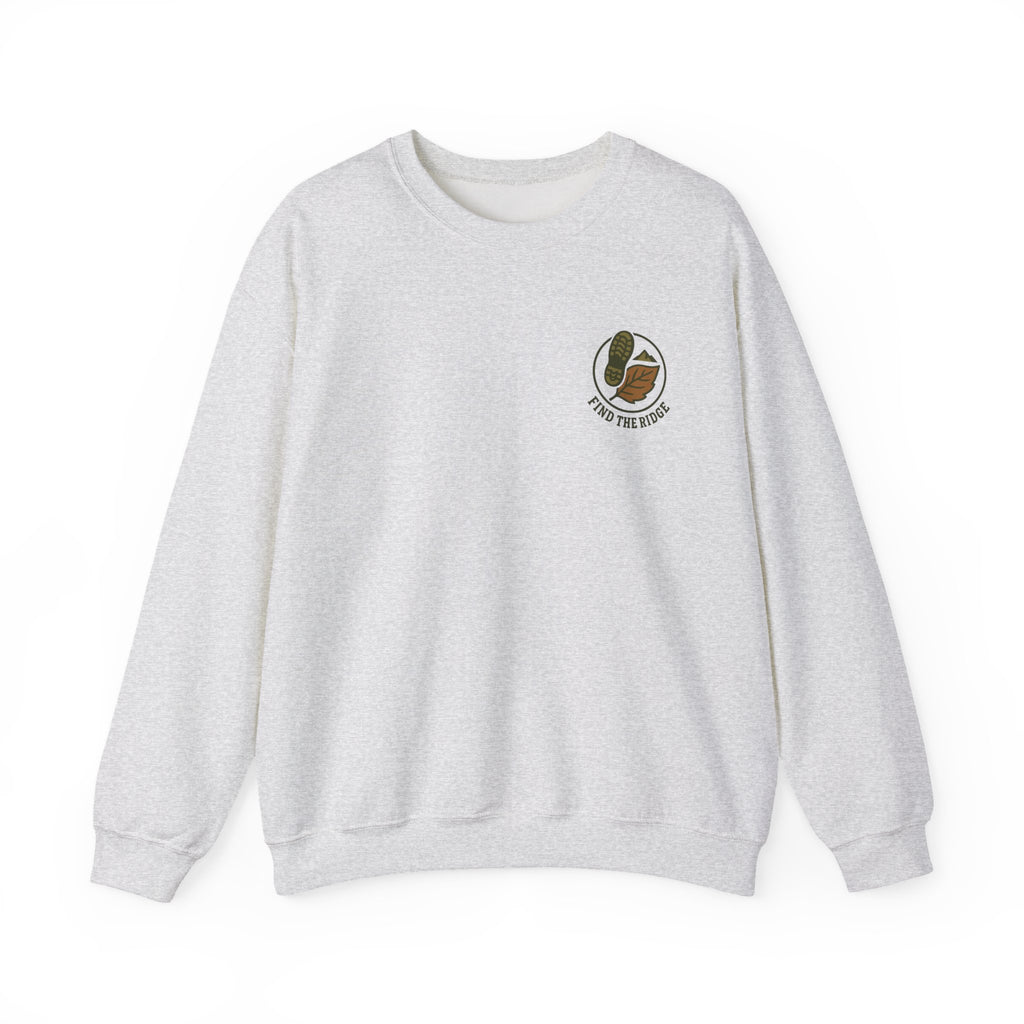 Hiking Sweatshirt | Small Chest Boot Print, Fall Foliage