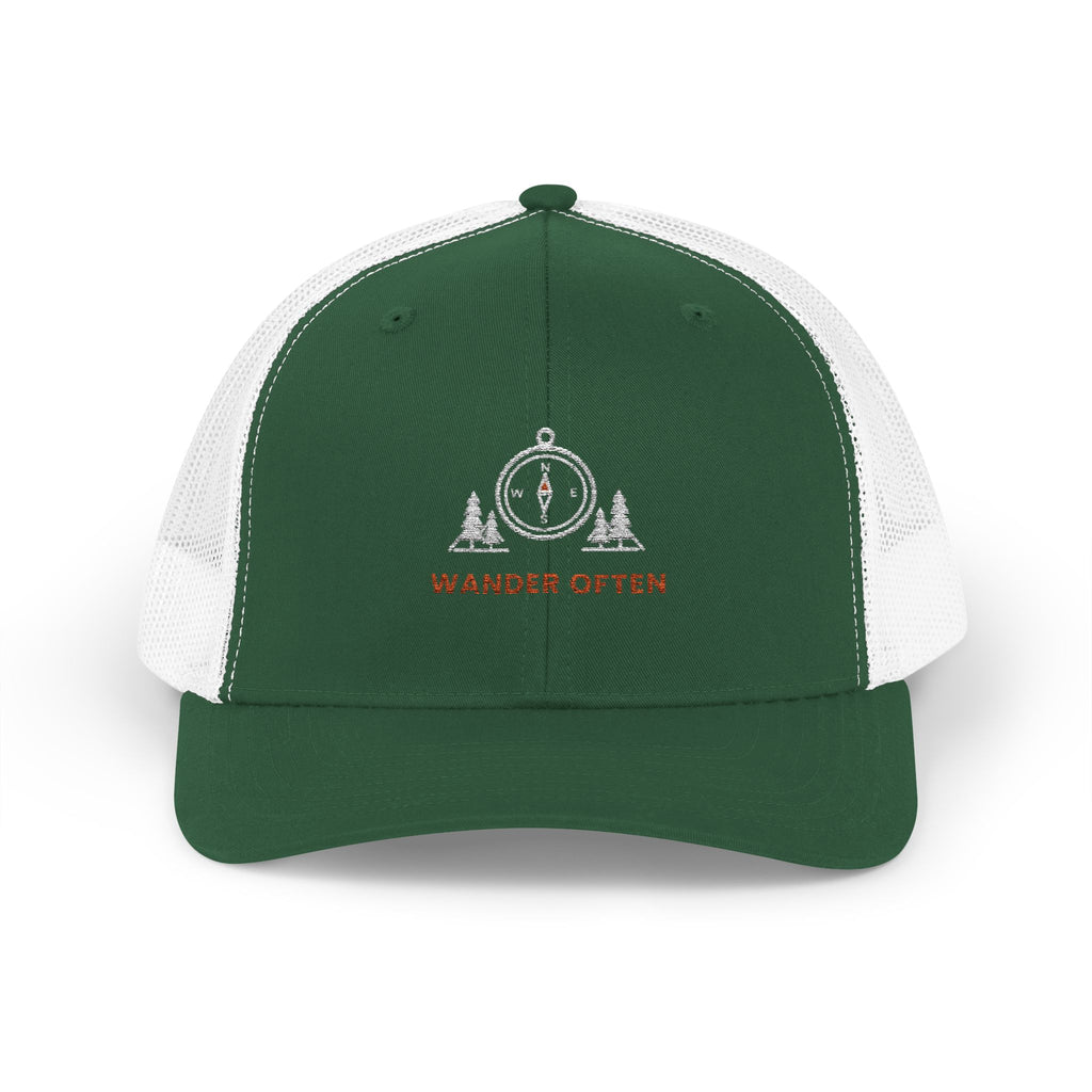 Wander Often Trucker Hat, Vintage Line Art Outdoor Cap, Mesh Back Snapback, Hiking Camping Gift