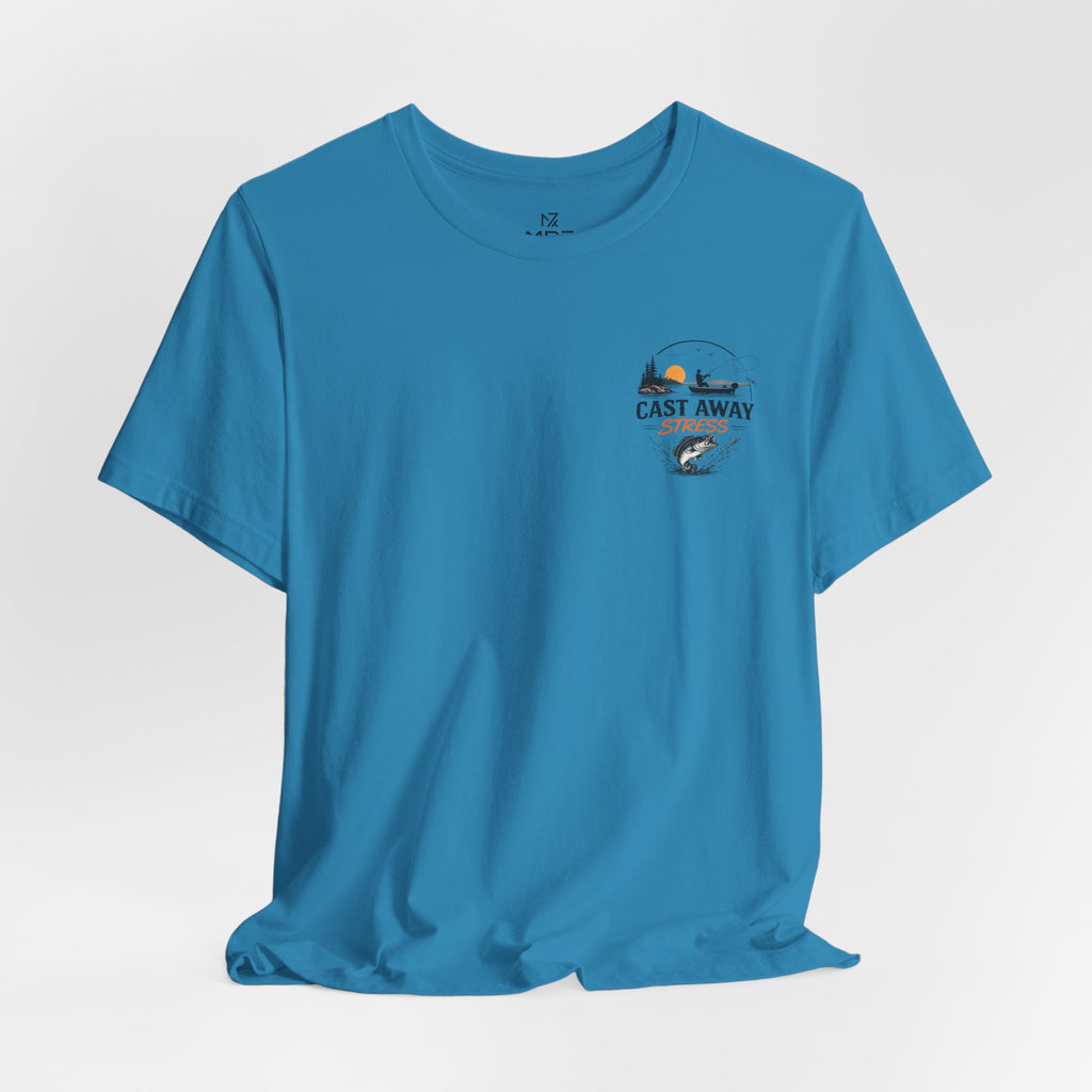 Fishing T-Shirt - "Cast Away" Graphic Tee with Sunset & Bass