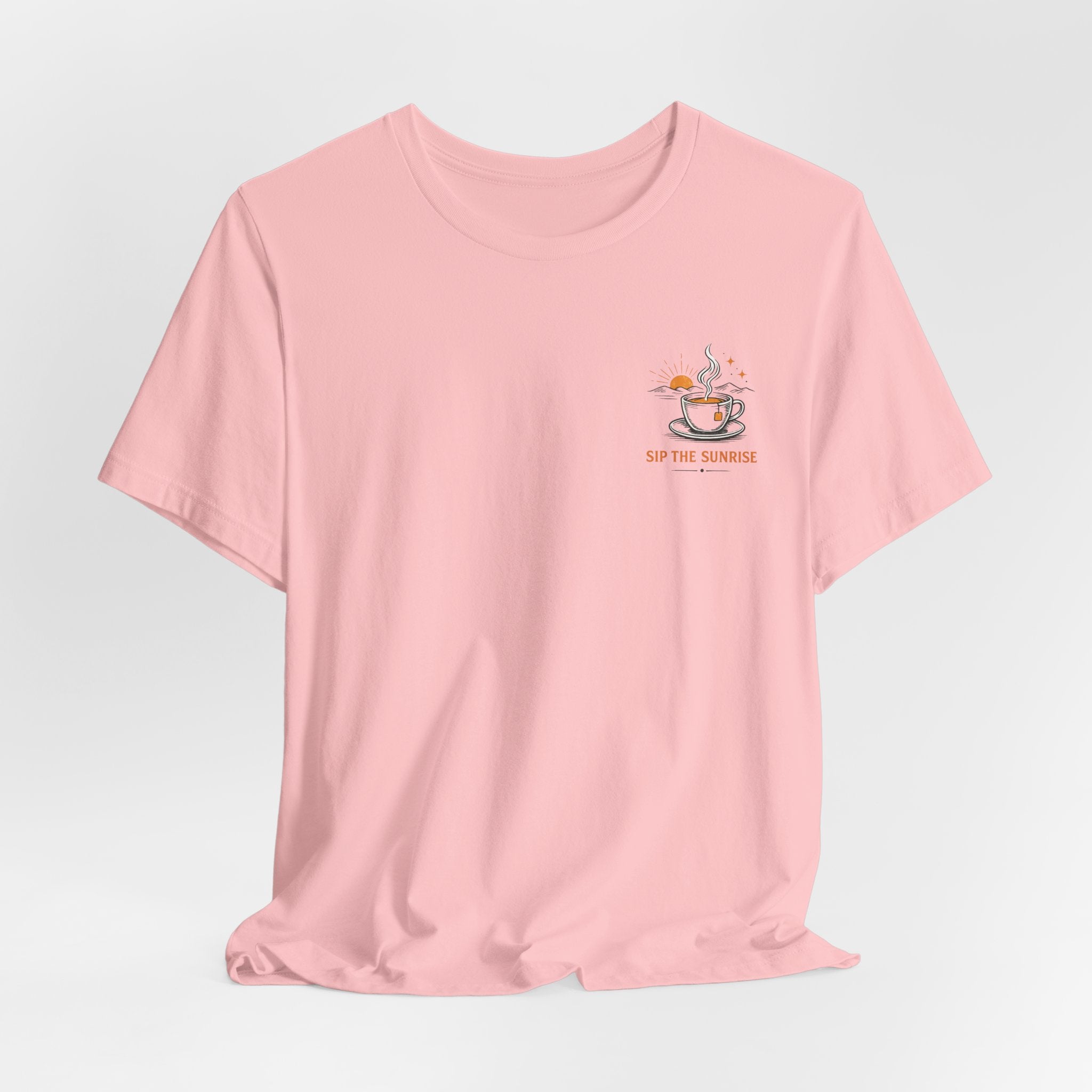 Coffee Sunrise Tee – 'Sip the Sunrise' Minimal Chest Graphic T-Shirt