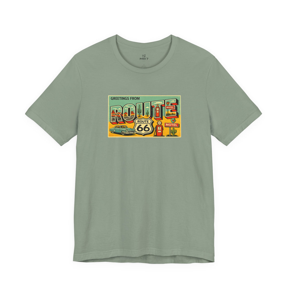 Route 66 Postcard design T-Shirt | Vintage Road Trip tee
