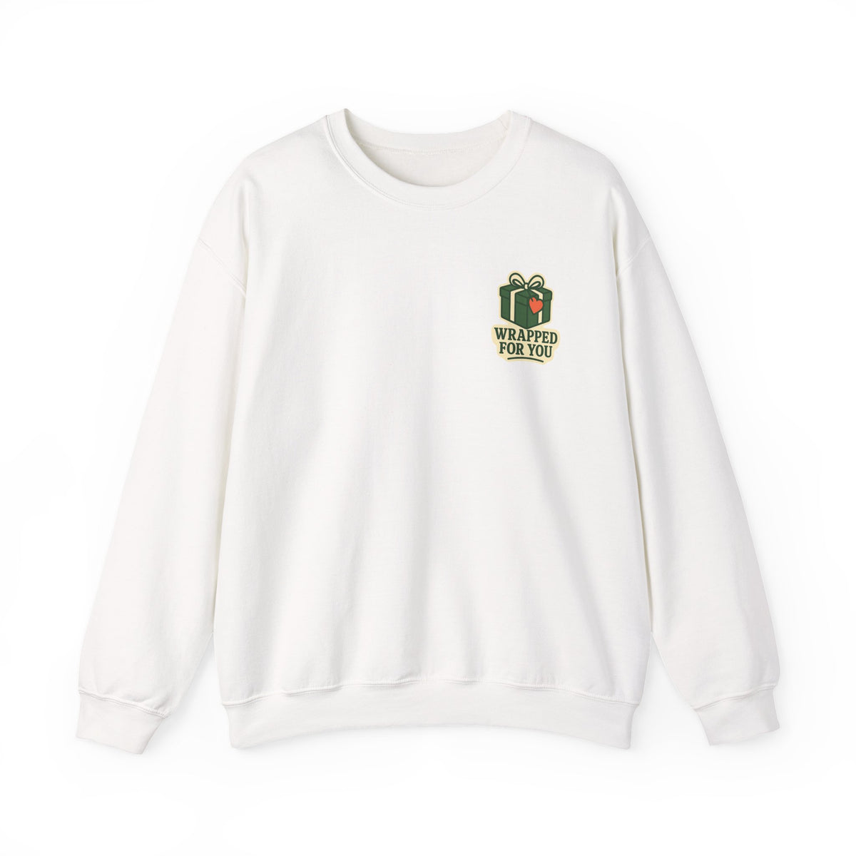 Holiday Gift Sweatshirt | Wrapped For You Badge, Small Left-Chest Print