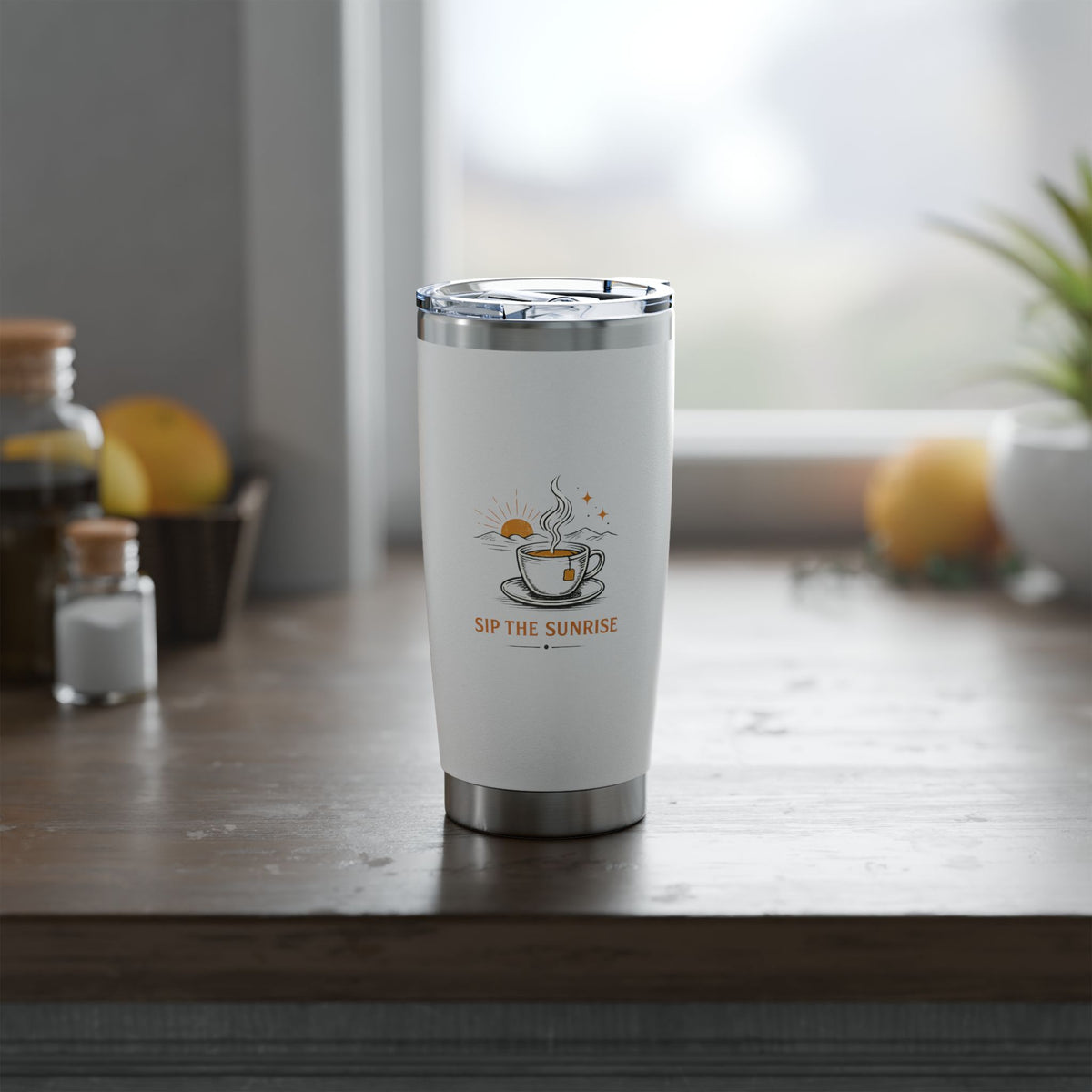 Sip the Sunrise Coffee Stainless Steel Tumbler 20oz, Insulated Travel Mug, Outdoor Coffee Gift