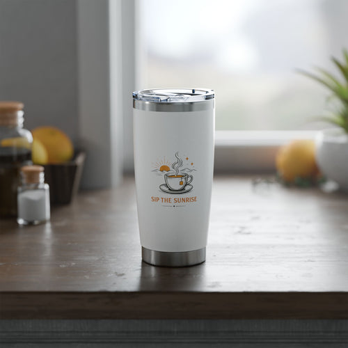 Sip the Sunrise Coffee Stainless Steel Tumbler 20oz, Insulated Travel Mug, Outdoor Coffee Gift