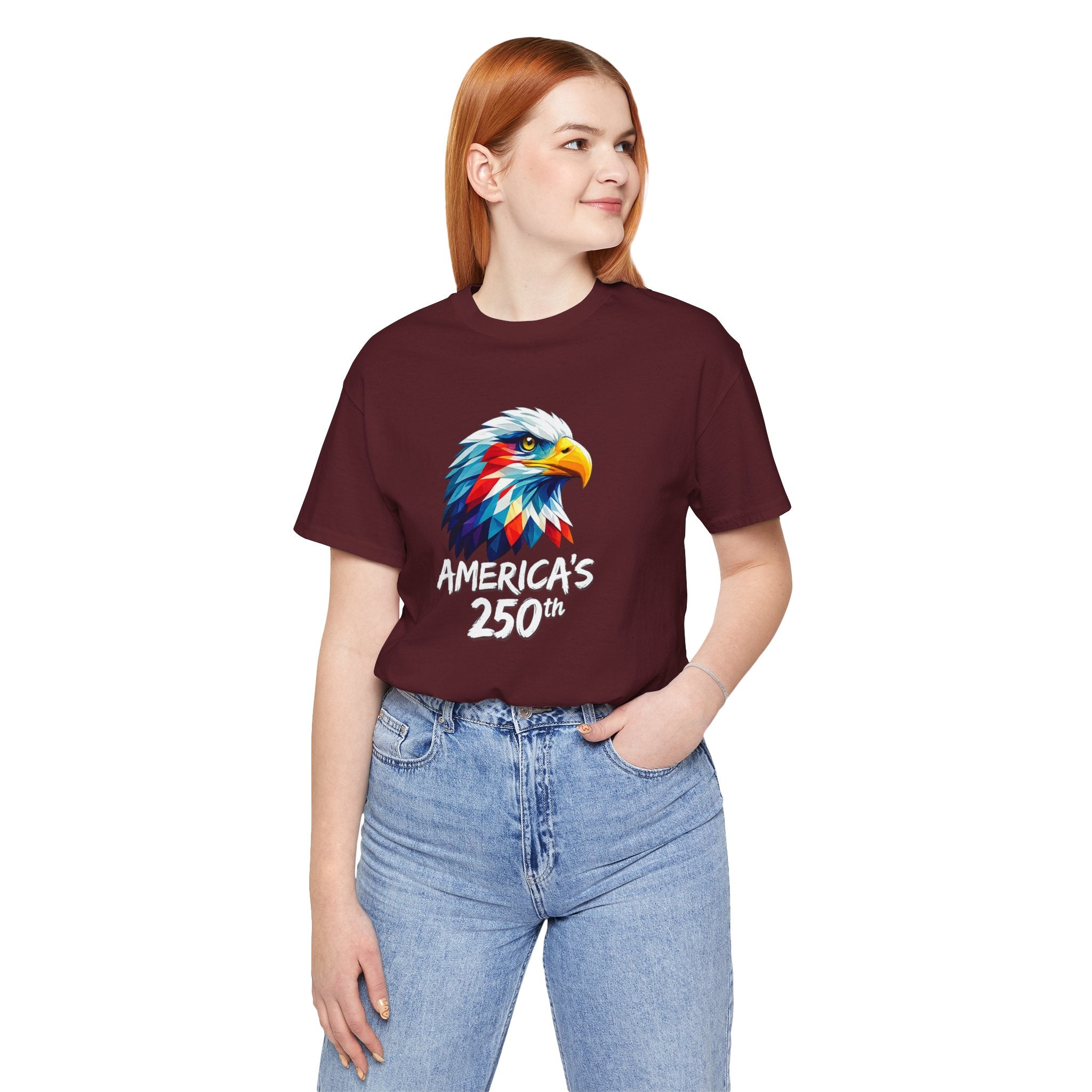 Colorful Geometric Eagle America's 250th T-Shirt | Patriotic Anniversary Tee