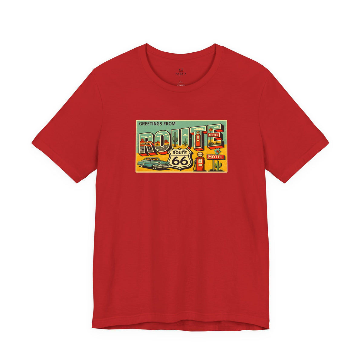 Route 66 Postcard design T-Shirt | Vintage Road Trip tee