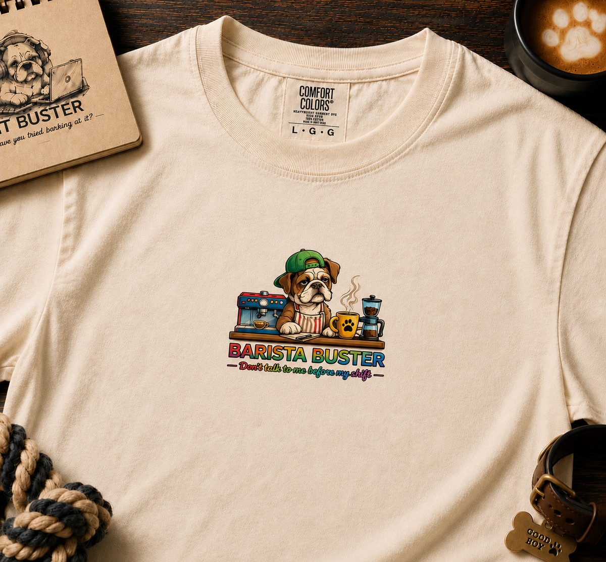 Barista Buster Coffee Monster T-Shirt | Cute Coffee Shop Illustration
