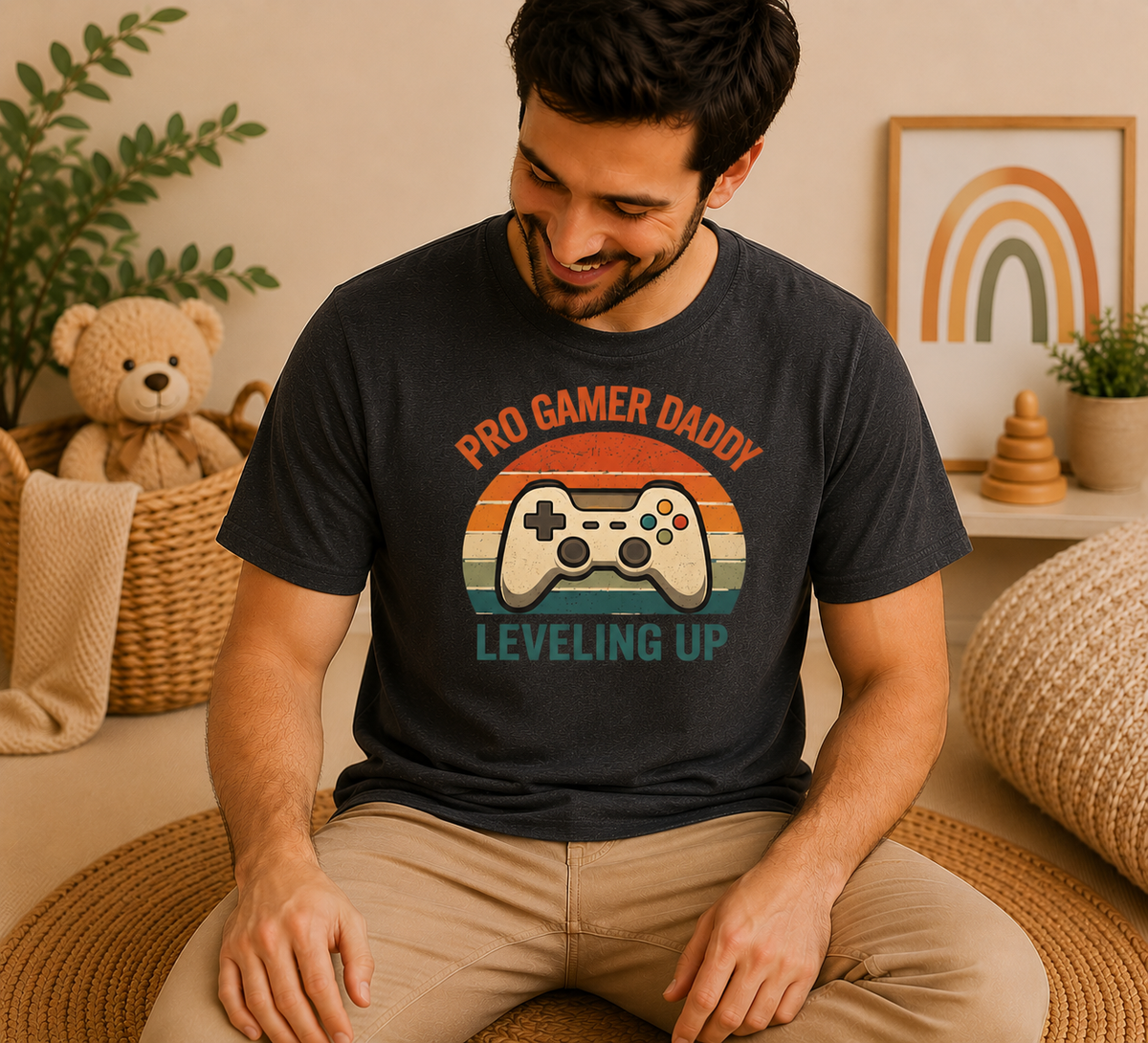 Pro Gamer Daddy Leveling Up T-Shirt | Video Game Controller Retro Tee