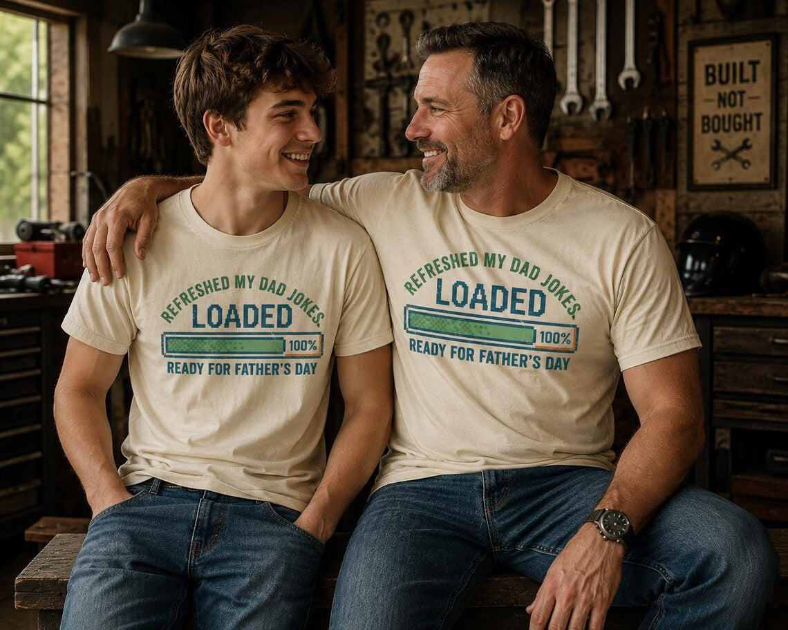 Refreshed My Dad Jokes Loaded progress bar T-Shirt | Father's Day tee