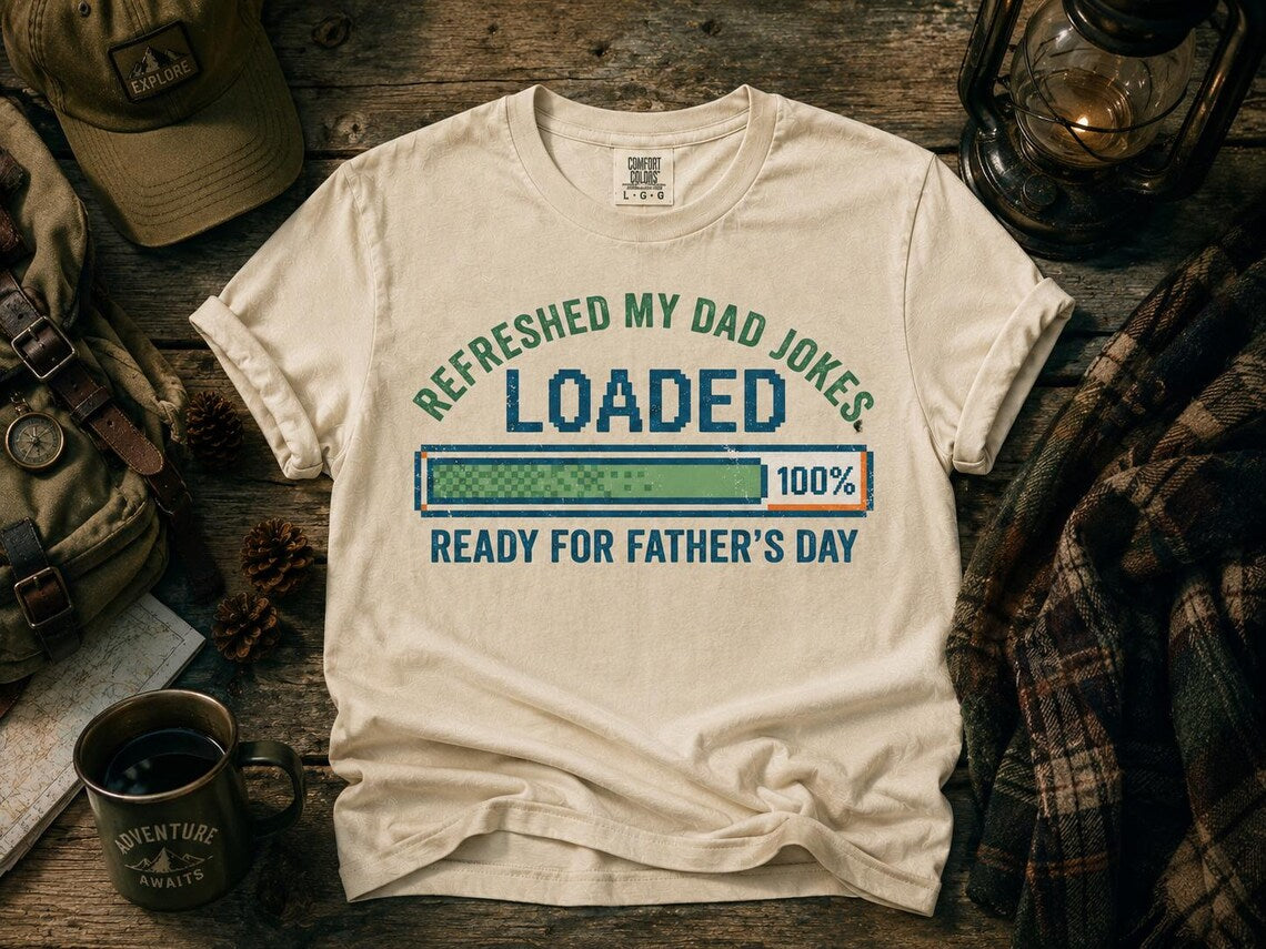 Refreshed My Dad Jokes Loaded progress bar T-Shirt | Father's Day tee