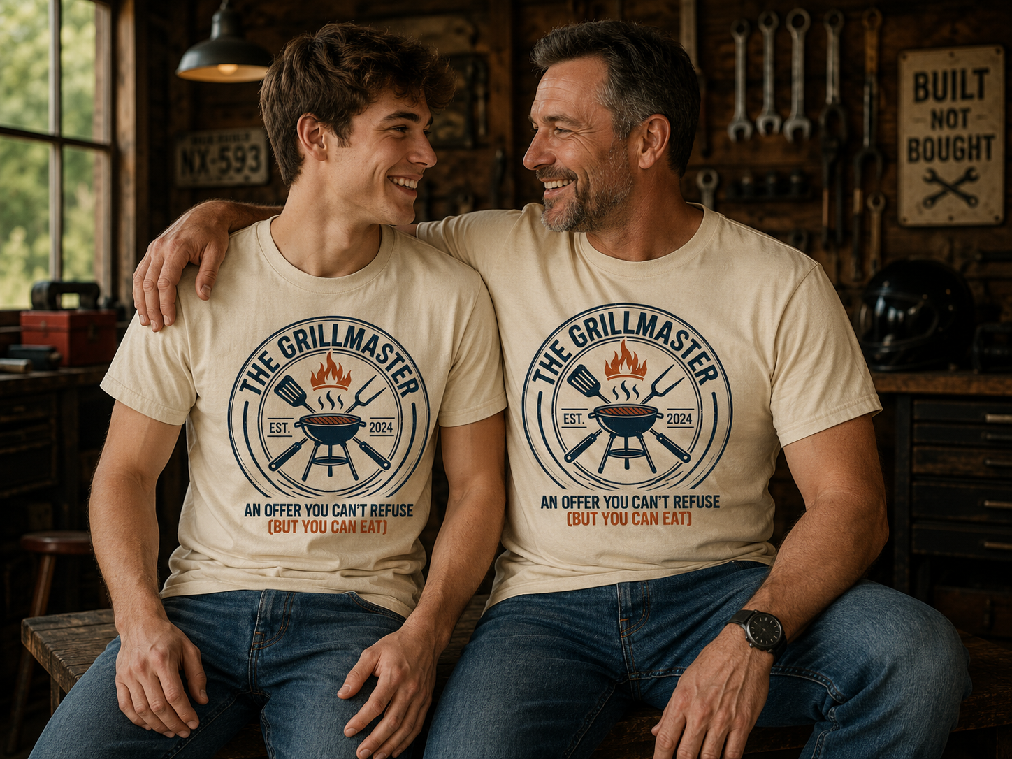 The Grillmaster T-shirt | BBQ Grill Logo, "An Offer You Can't Refuse (But You Can Eat)"