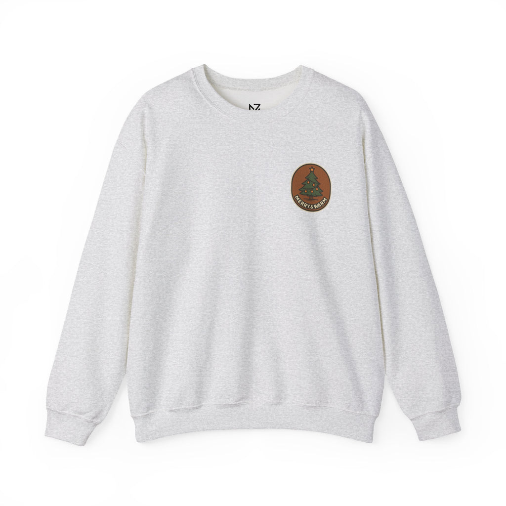 Christmas Tree Sweatshirt | Minimal Holiday Badge, Small Chest Print