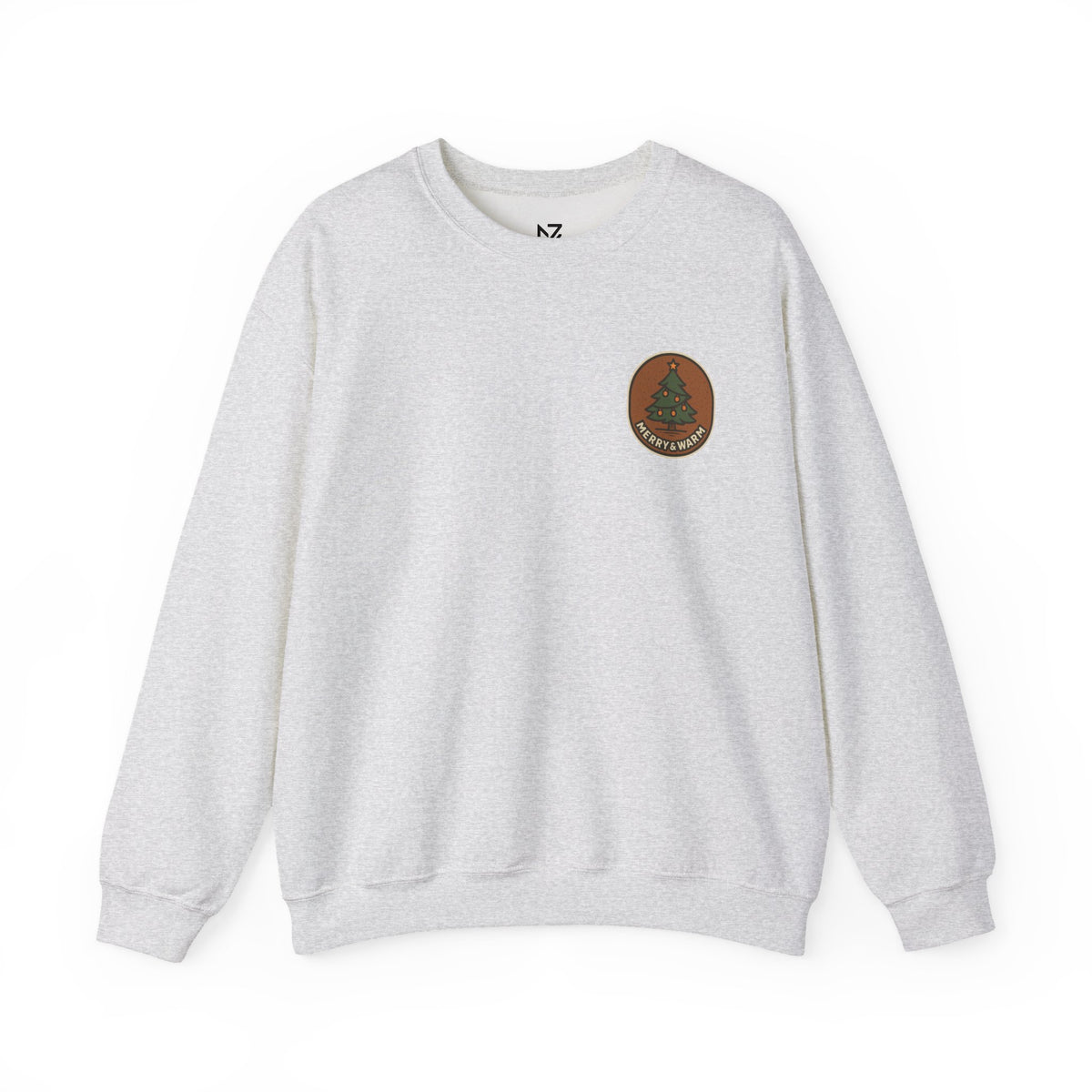Christmas Tree Sweatshirt | Minimal Holiday Badge, Small Chest Print