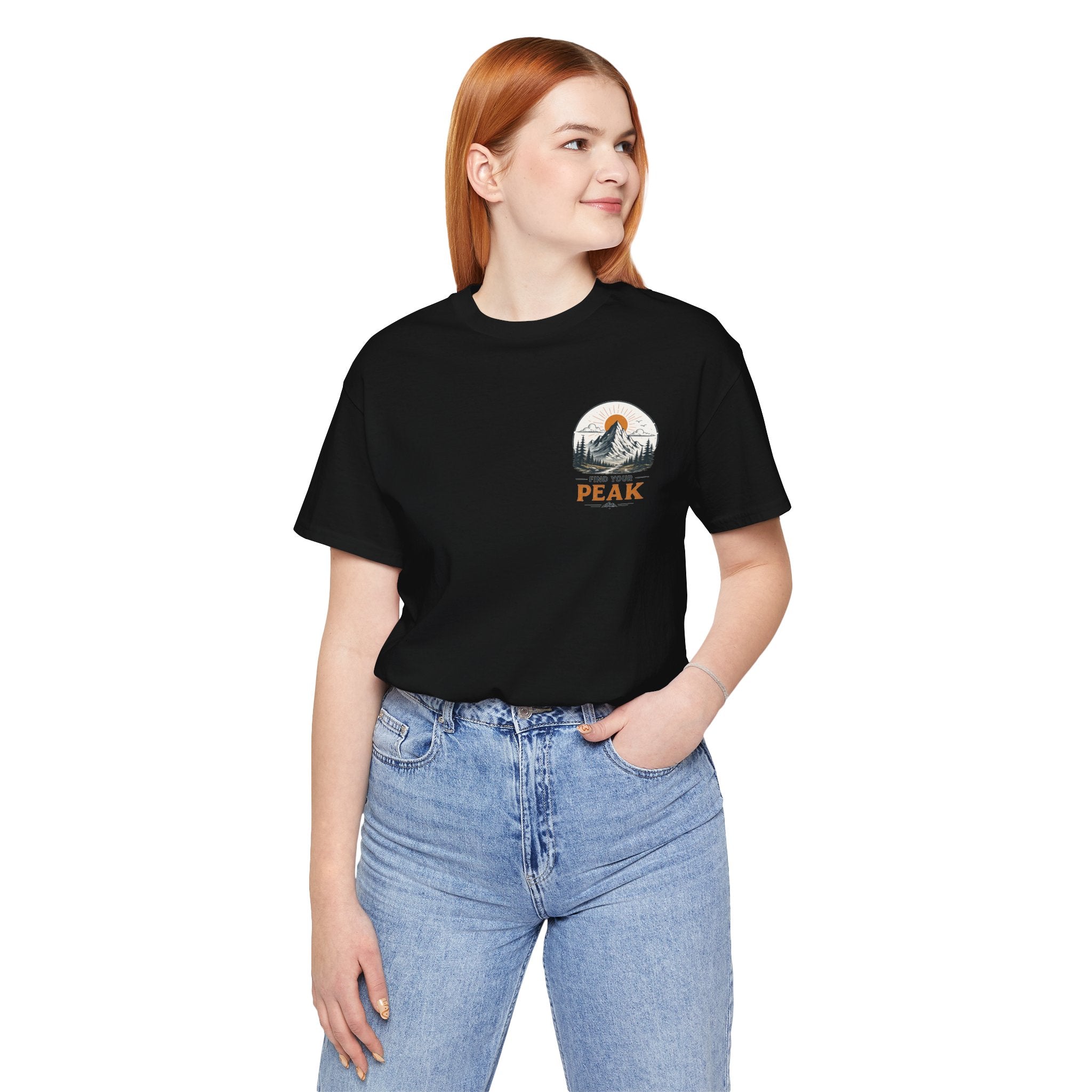 Peak Mountain Tee — Retro Sunrise Hiking T-Shirt