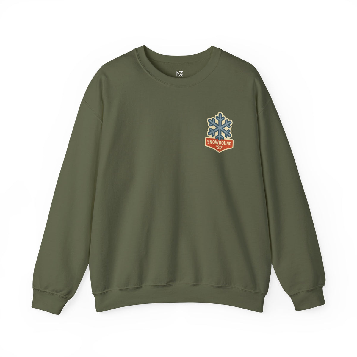 Matching Ski Trip Sweatshirt | Snowbound '27 Badge, Small Left-Chest Print