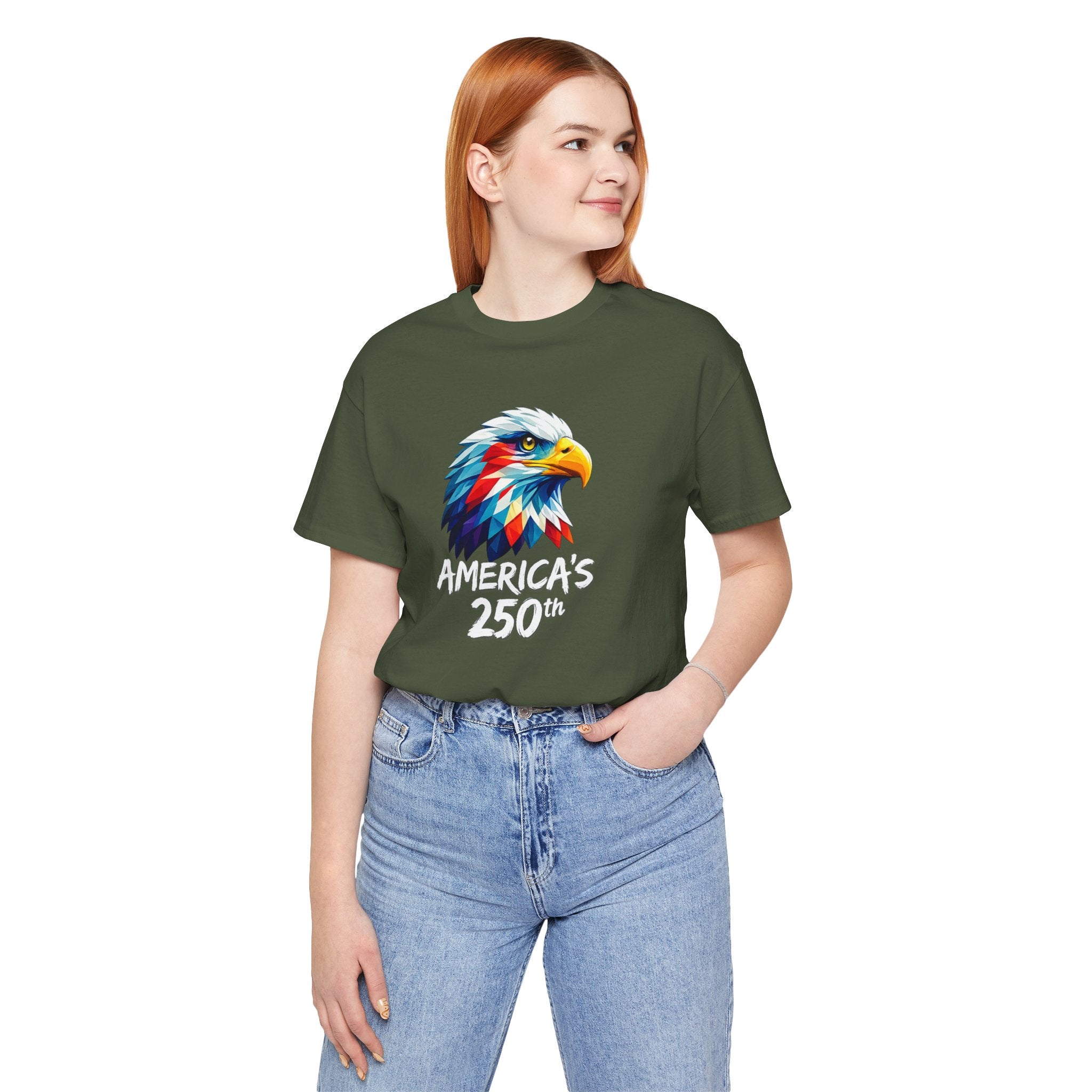 Colorful Geometric Eagle America's 250th T-Shirt | Patriotic Anniversary Tee
