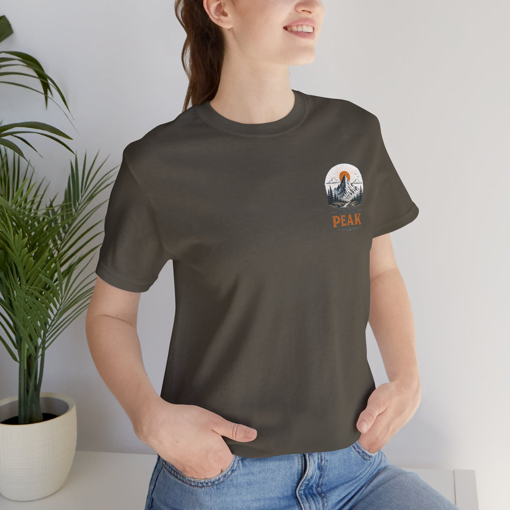 Peak Mountain Tee — Retro Sunrise Hiking T-Shirt