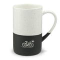 Minimal Bicycle Engraved Speckled Mug, 13oz Laser Engraved Coffee Mug, Rustic Coffee Lover Gift