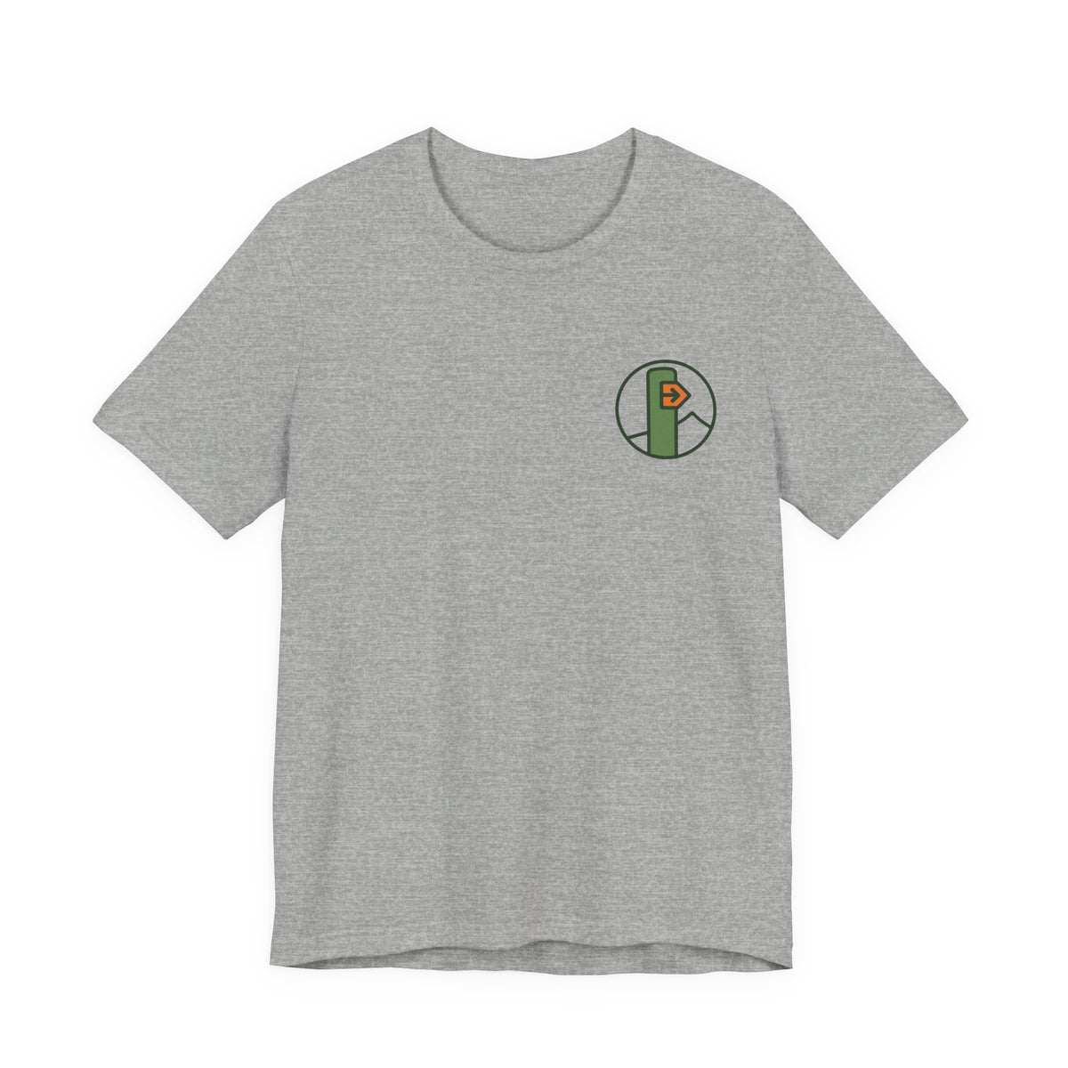 Hiking Tee | Trail Marker Emblem, Small Chest Print
