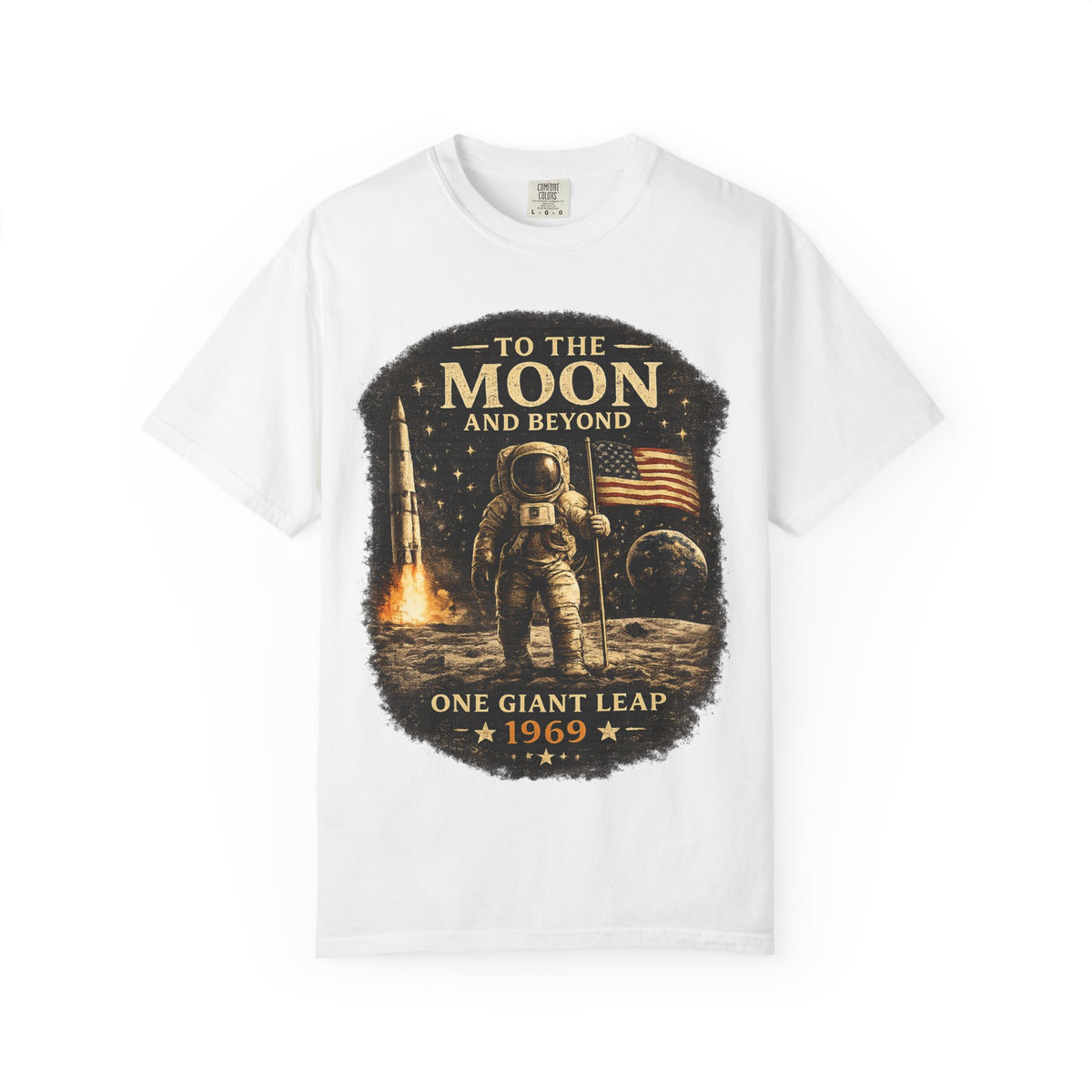 To The Moon and Beyond astronaut graphic T-shirt | One Giant Leap 1969